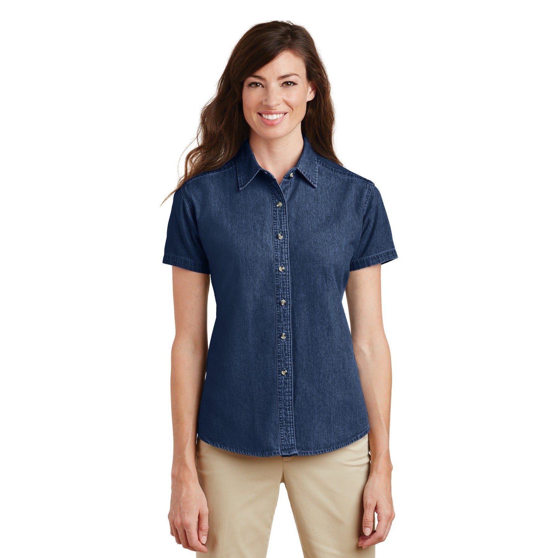 Port & Company-Port & Company® Women's Short Sleeve Value Denim Shirt. LSP11-MedTech-2