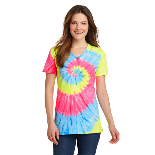Port & Company-Port & Company® Women's Tie-Dye V-Neck Tee. LPC147V-MedTech-1