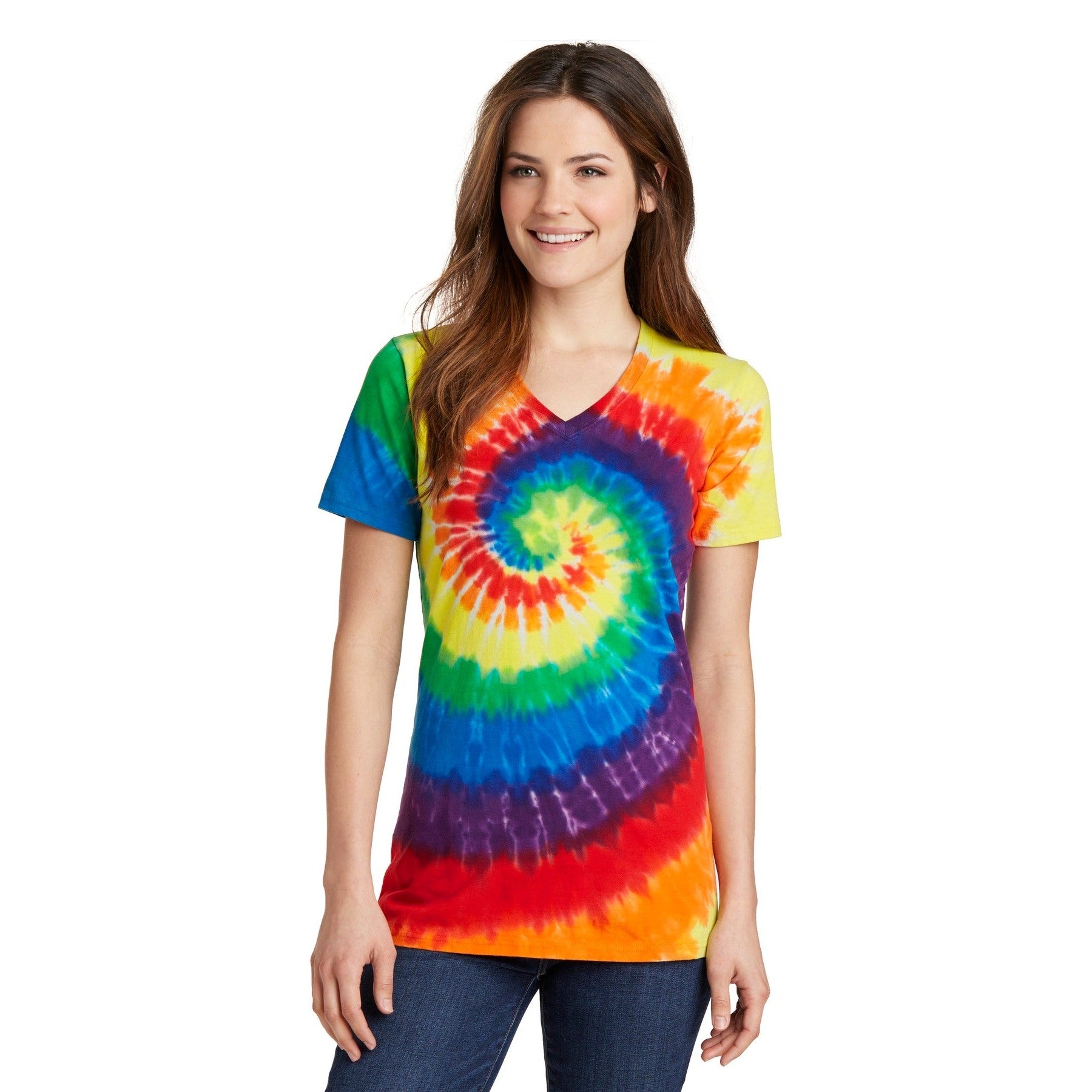 Port & Company-Port & Company® Women's Tie-Dye V-Neck Tee. LPC147V-MedTech-3