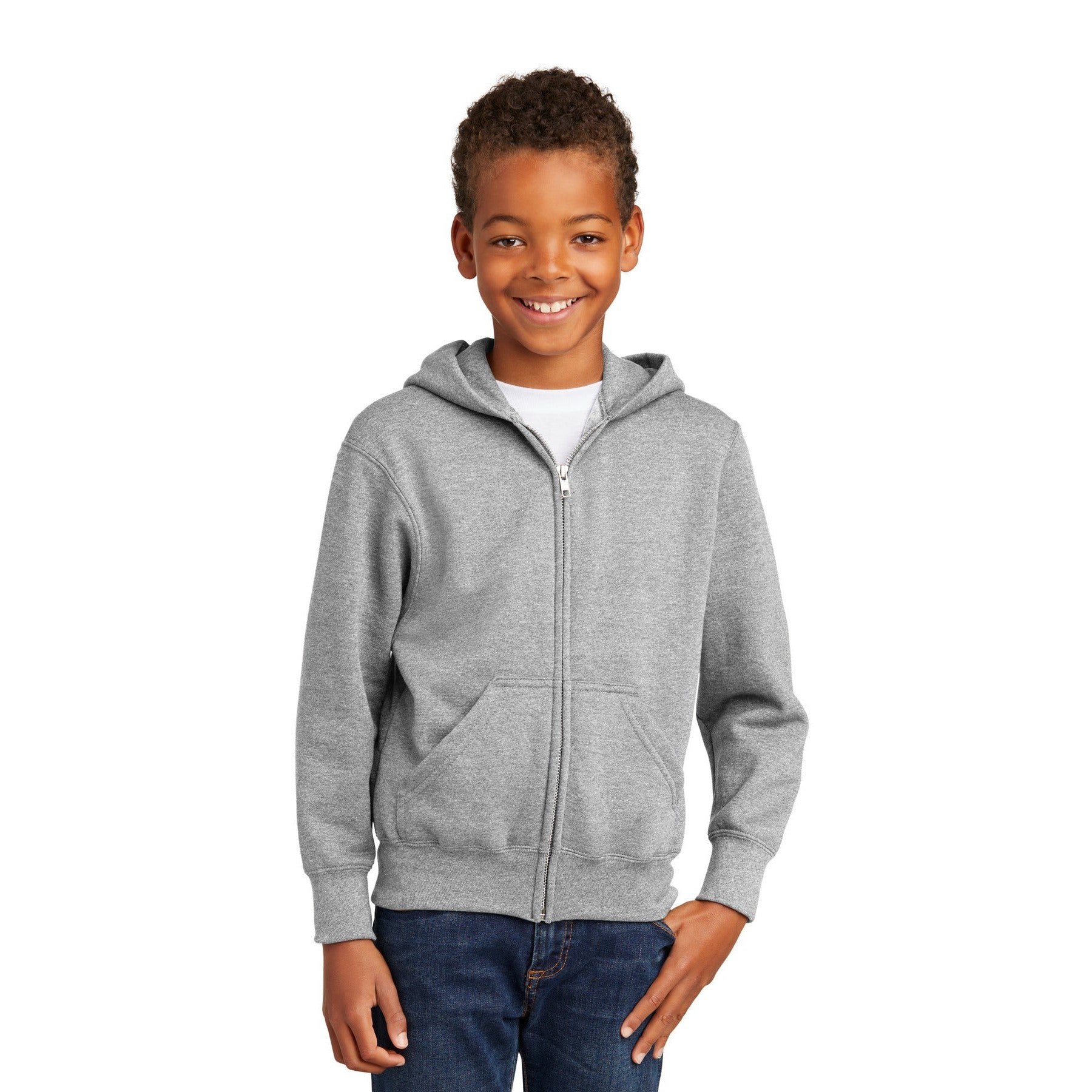 Port & Company-Port & Company® - Youth Core Fleece Full-Zip Hooded Sweatshirt. PC90YZH-MedTech-1
