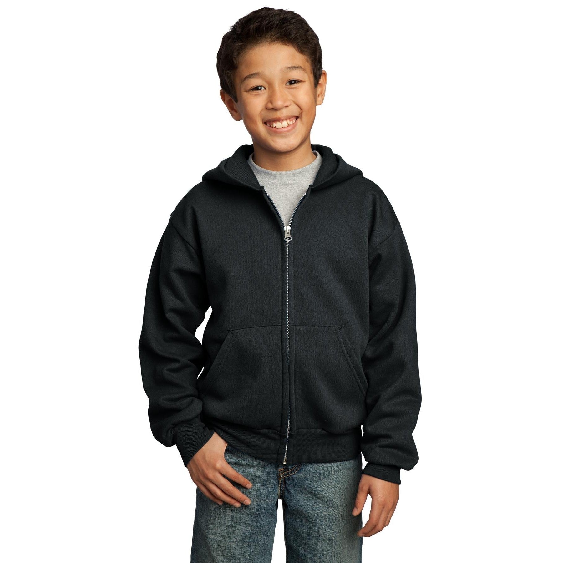 Port & Company-Port & Company® - Youth Core Fleece Full-Zip Hooded Sweatshirt. PC90YZH-MedTech-7
