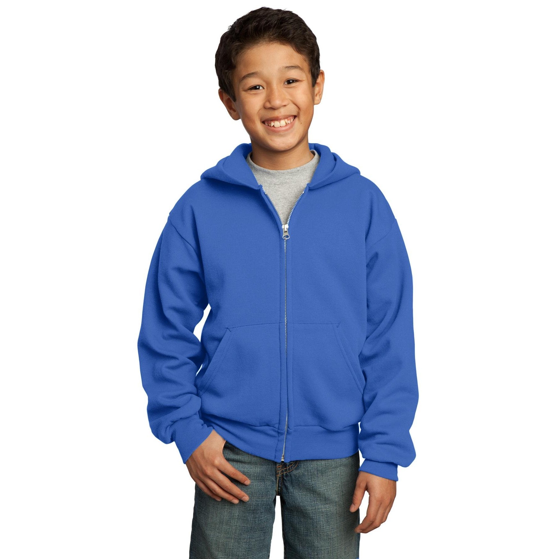 Port & Company-Port & Company® - Youth Core Fleece Full-Zip Hooded Sweatshirt. PC90YZH-MedTech-15