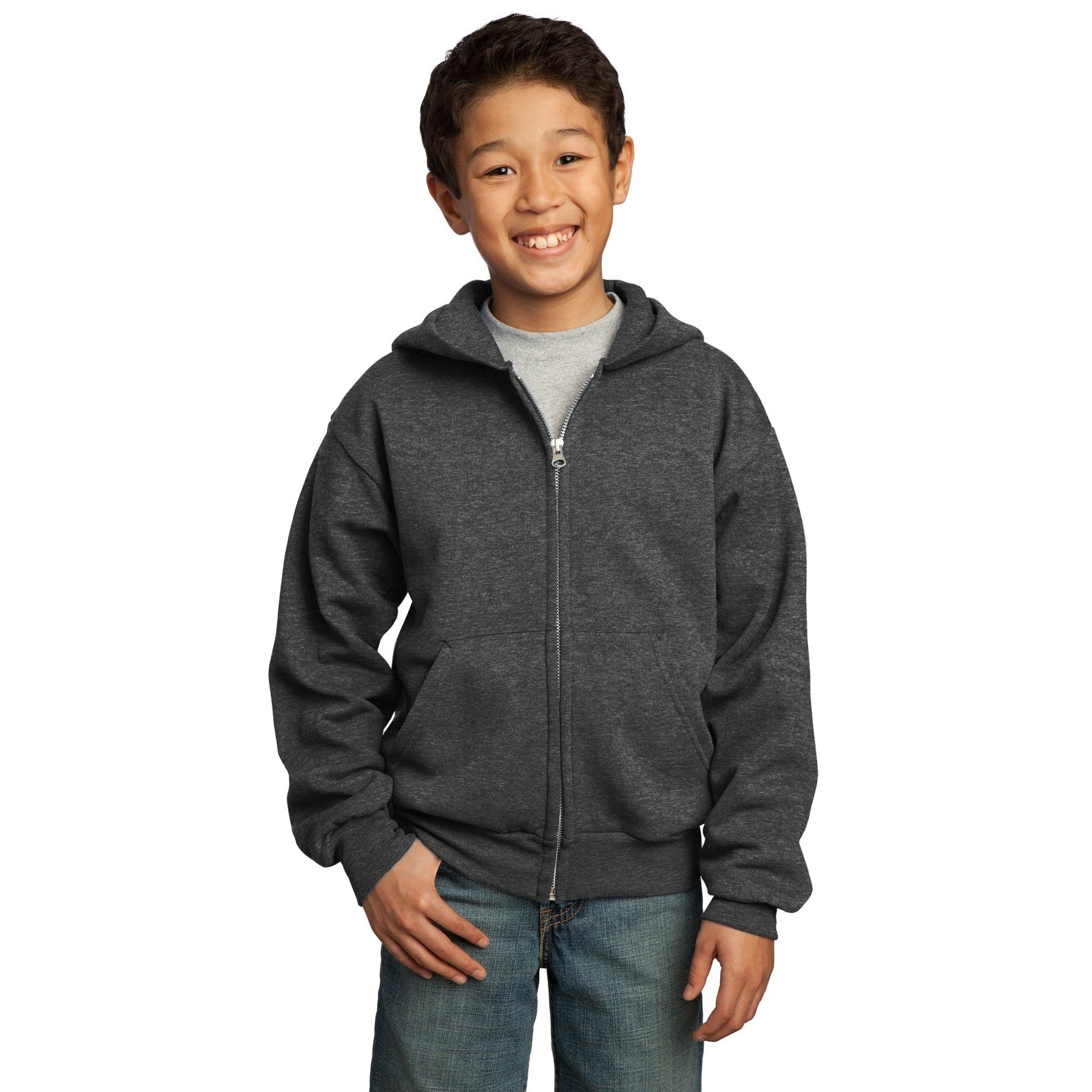 Port & Company-Port & Company® - Youth Core Fleece Full-Zip Hooded Sweatshirt. PC90YZH-MedTech-6
