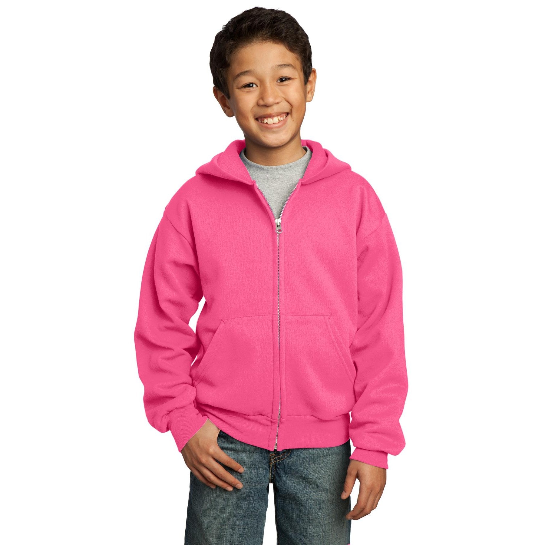 Port & Company-Port & Company® - Youth Core Fleece Full-Zip Hooded Sweatshirt. PC90YZH-MedTech-12