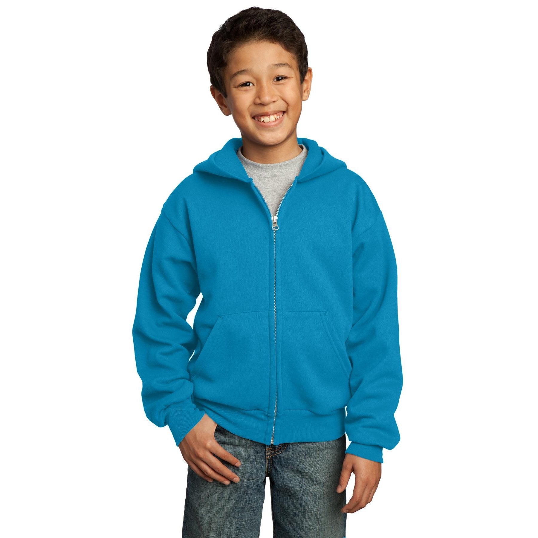 Port & Company-Port & Company® - Youth Core Fleece Full-Zip Hooded Sweatshirt. PC90YZH-MedTech-11
