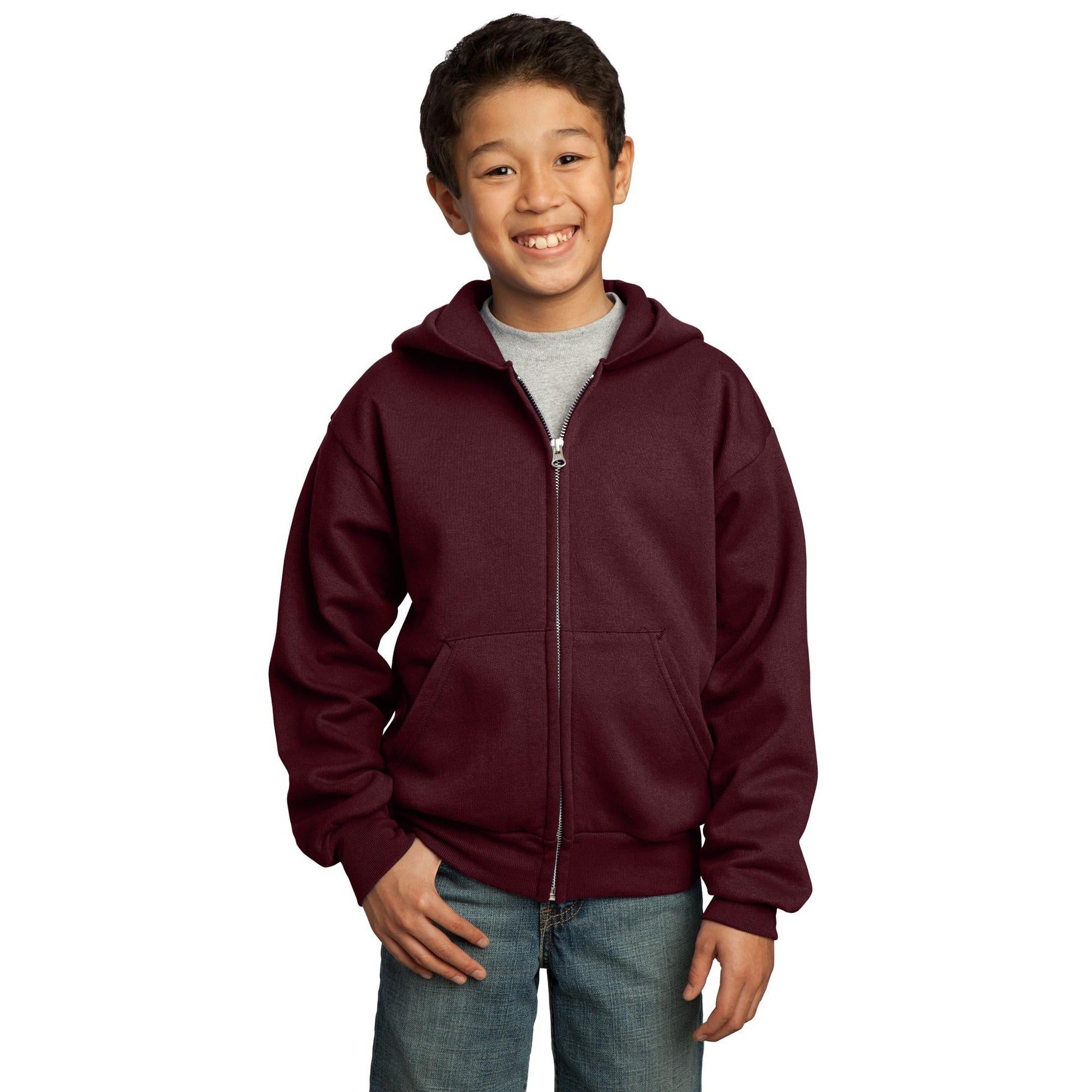 Port & Company-Port & Company® - Youth Core Fleece Full-Zip Hooded Sweatshirt. PC90YZH-MedTech-9