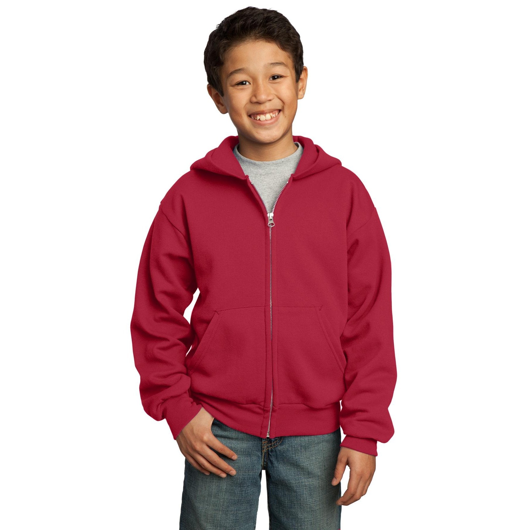 Port & Company-Port & Company® - Youth Core Fleece Full-Zip Hooded Sweatshirt. PC90YZH-MedTech-14