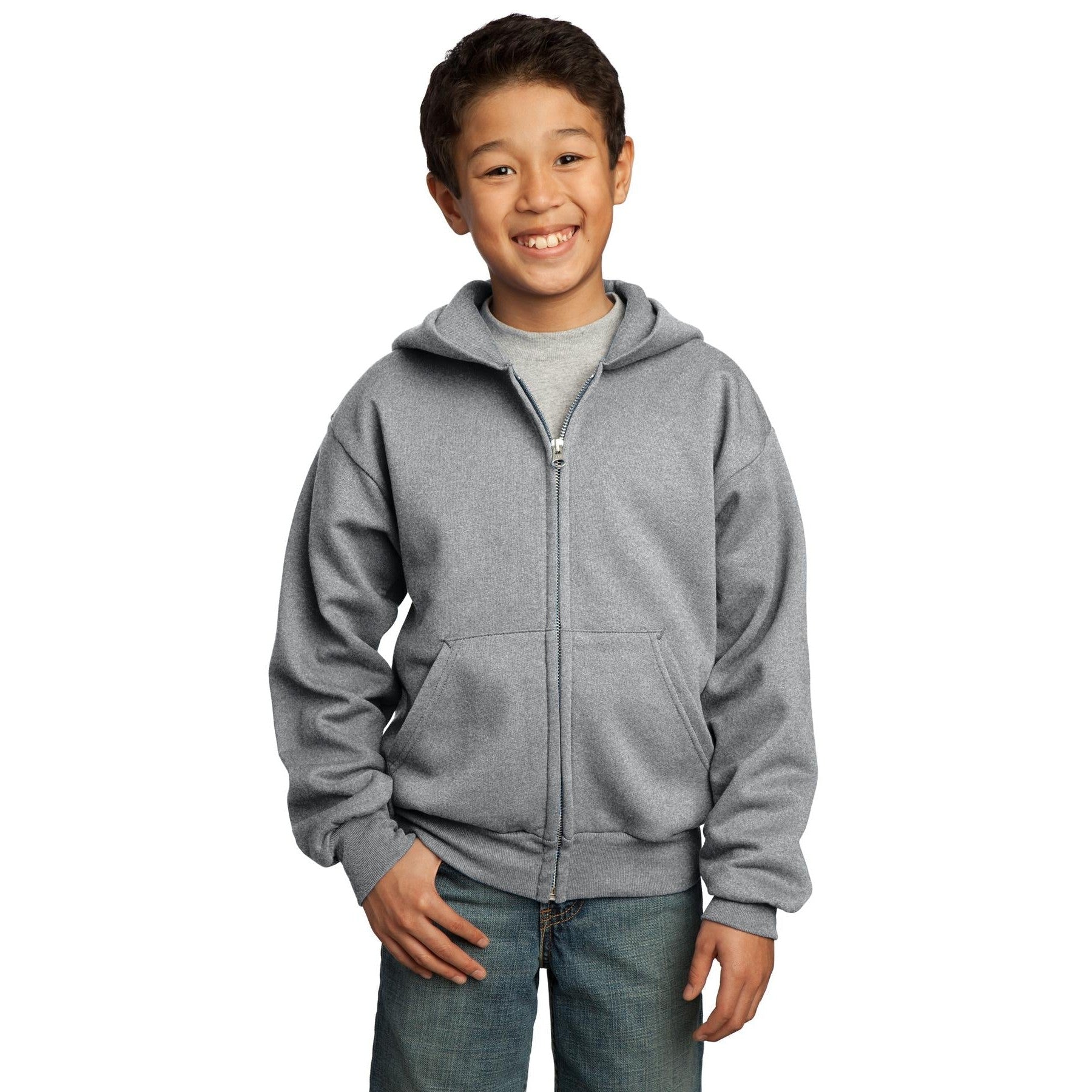 Port & Company-Port & Company® - Youth Core Fleece Full-Zip Hooded Sweatshirt. PC90YZH-MedTech-2