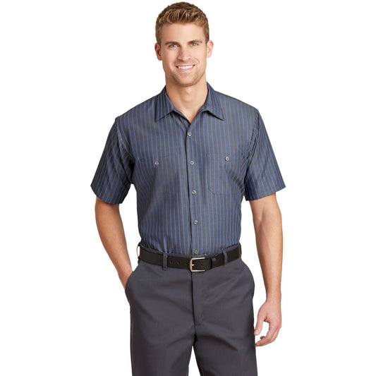 Red Kap-Red Kap® Short Sleeve Striped Industrial Work Shirt. CS20-MedTech-1