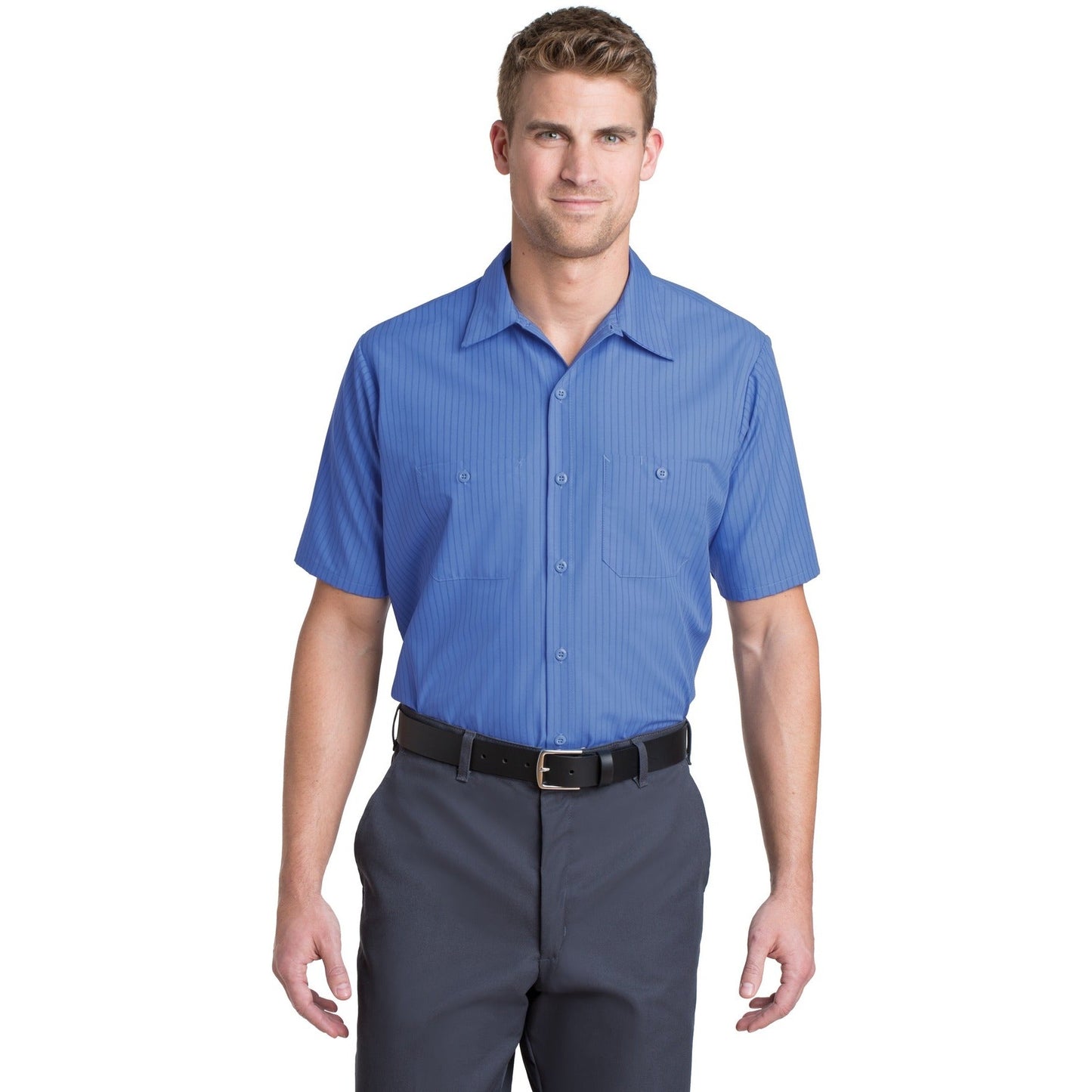 Red Kap-Red Kap® Short Sleeve Striped Industrial Work Shirt. CS20-MedTech-3