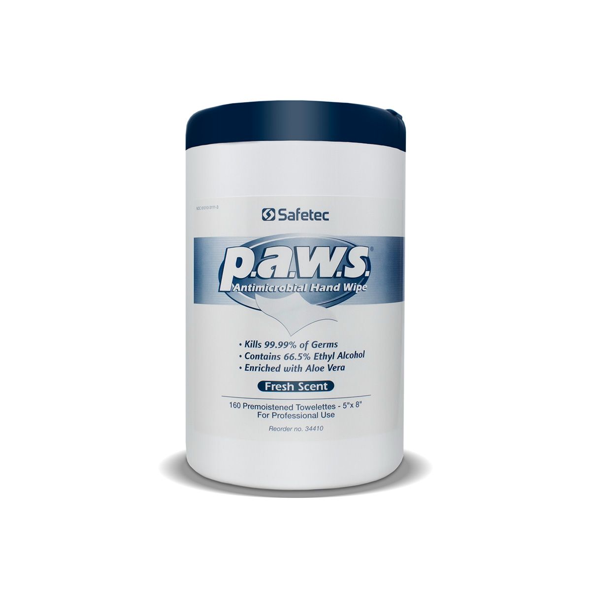 Safetec Of America-Safetec PAWS Antimicrobial Hand Wipes, 160ct Tub-MedTech-1