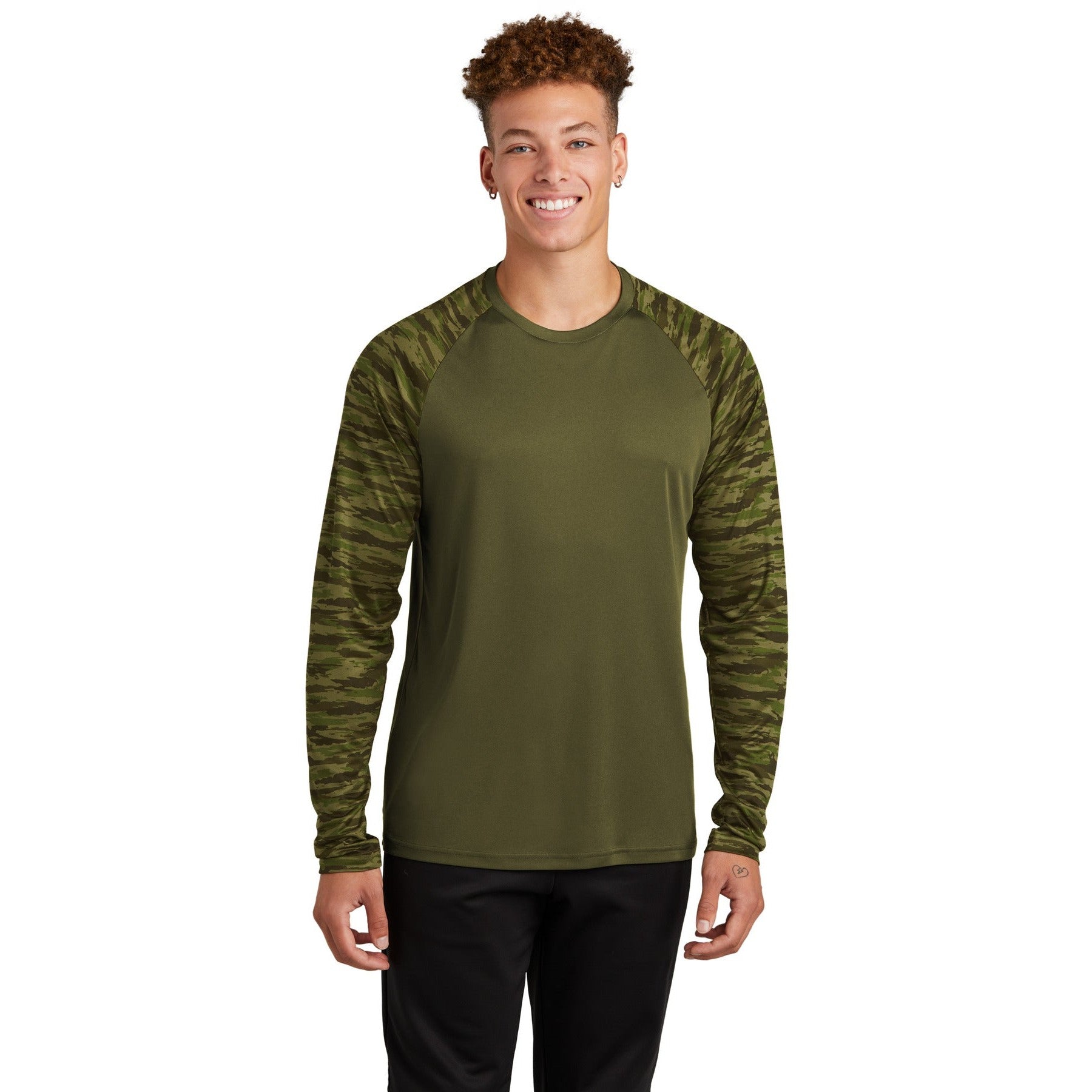 Sport-Tek-Sport-Tek® Drift Camo Colorblock Long Sleeve Tee ST376LS-MedTech-2