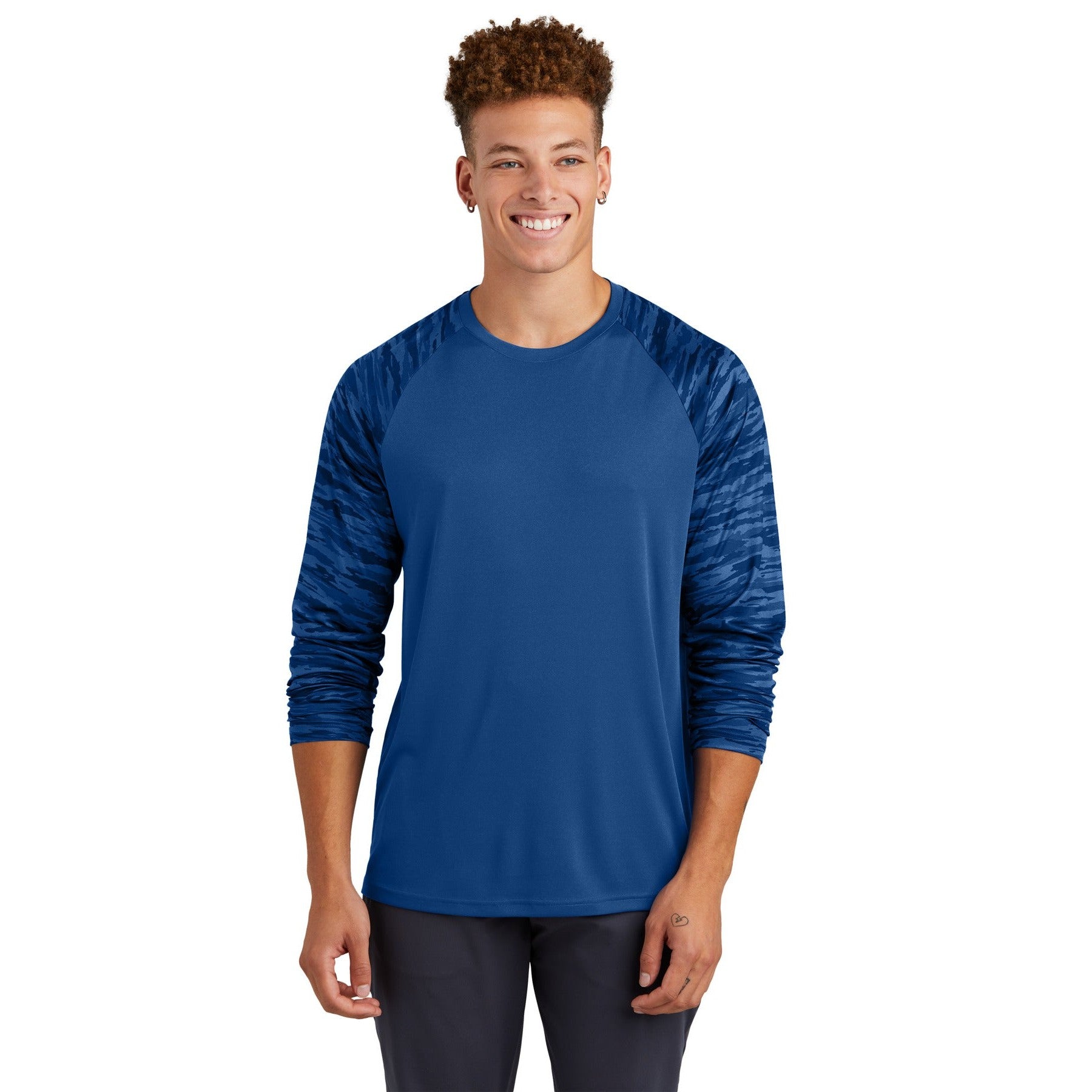 Sport-Tek-Sport-Tek® Drift Camo Colorblock Long Sleeve Tee ST376LS-MedTech-3