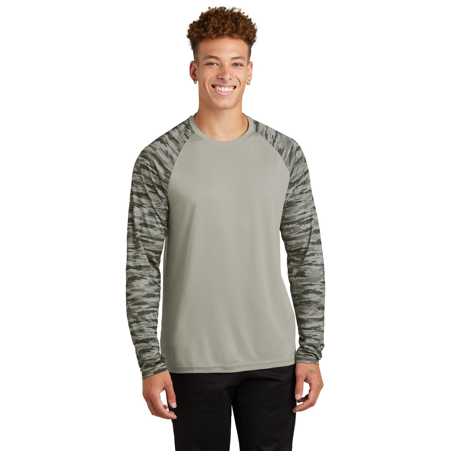 Sport-Tek-Sport-Tek® Drift Camo Colorblock Long Sleeve Tee ST376LS-MedTech-4