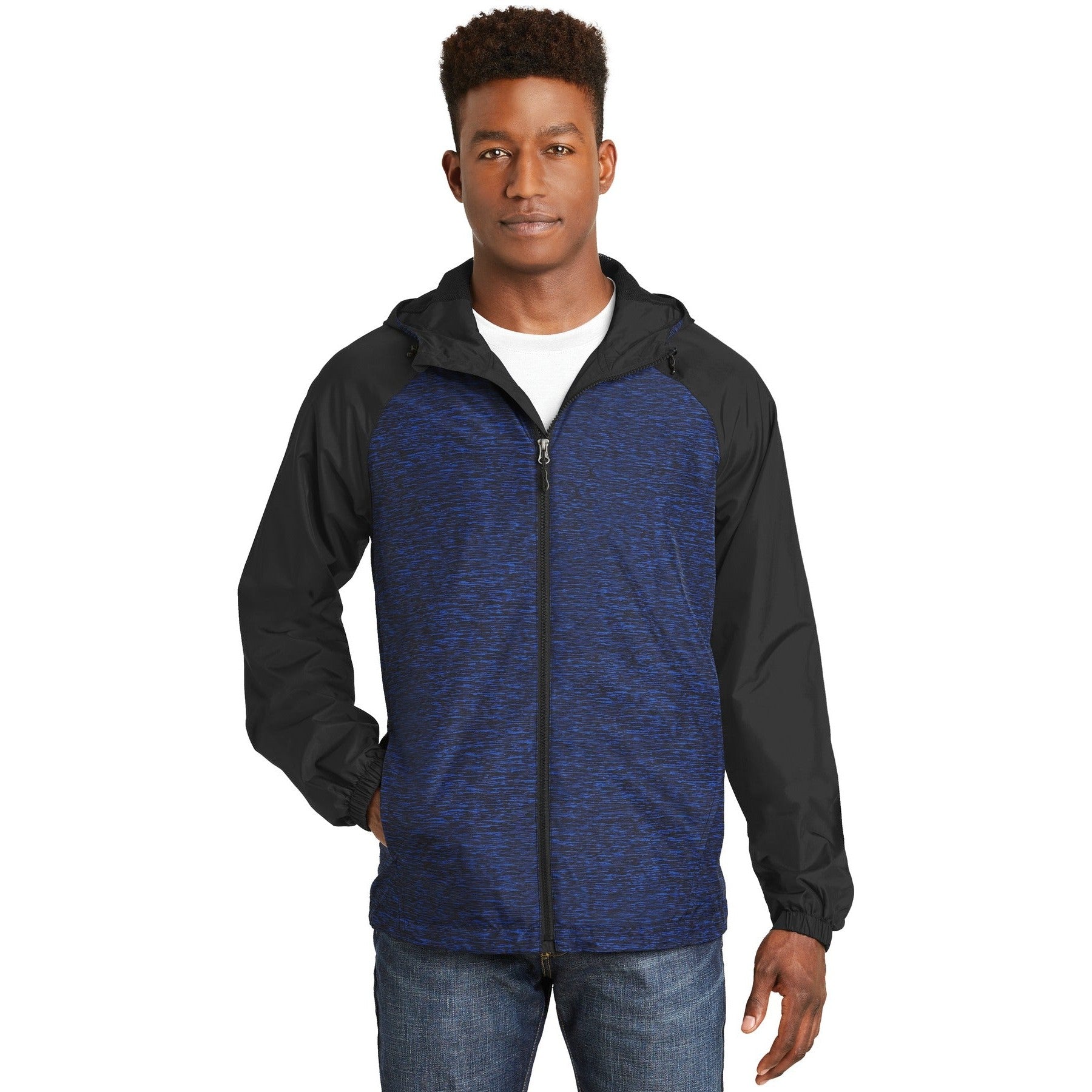 Sport-Tek-Sport-Tek® Heather Colorblock Raglan Hooded Wind Jacket. JST40-MedTech-2