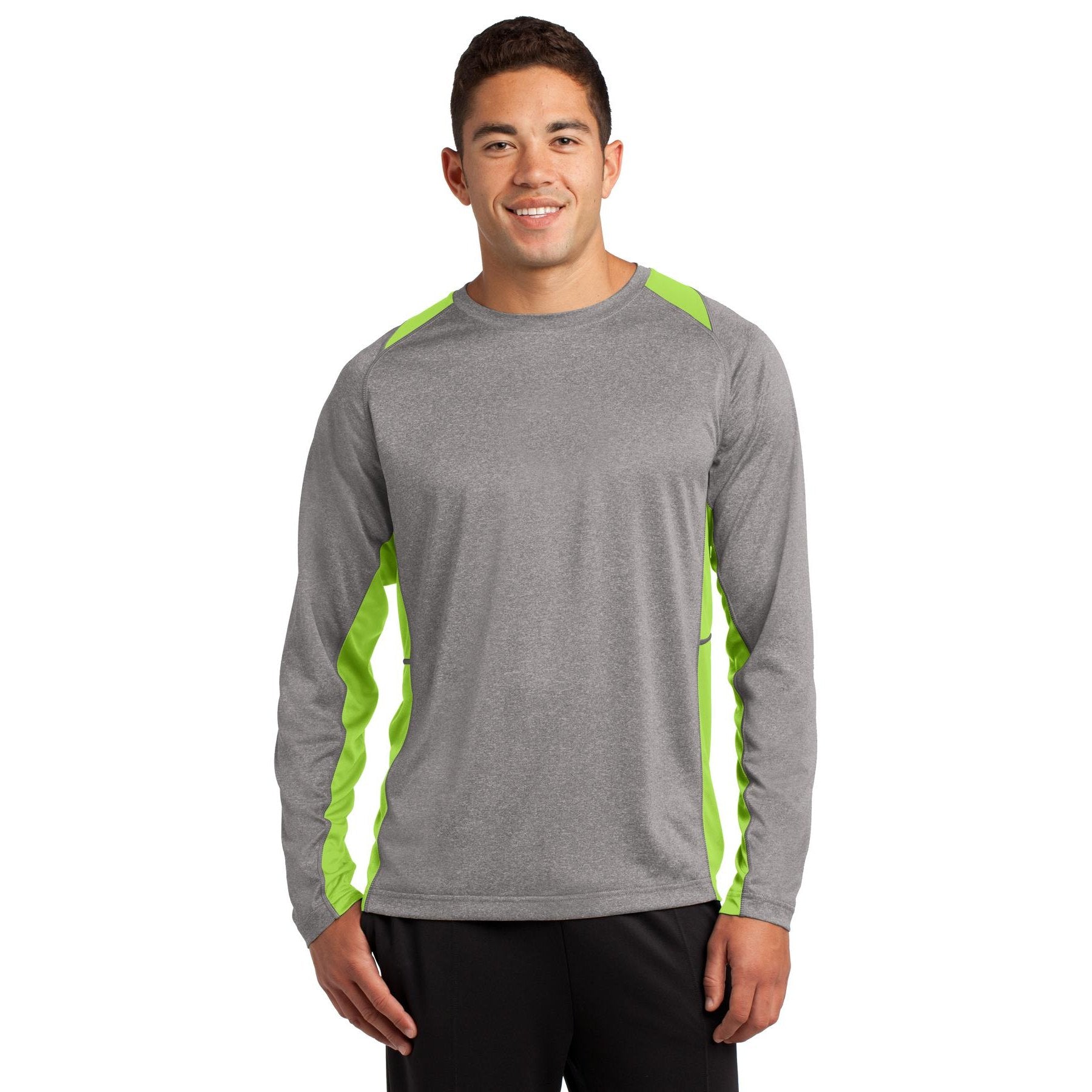 Sport-Tek-Sport-Tek® Long Sleeve Heather Colorblock Contender™ Tee. ST361LS-MedTech-5