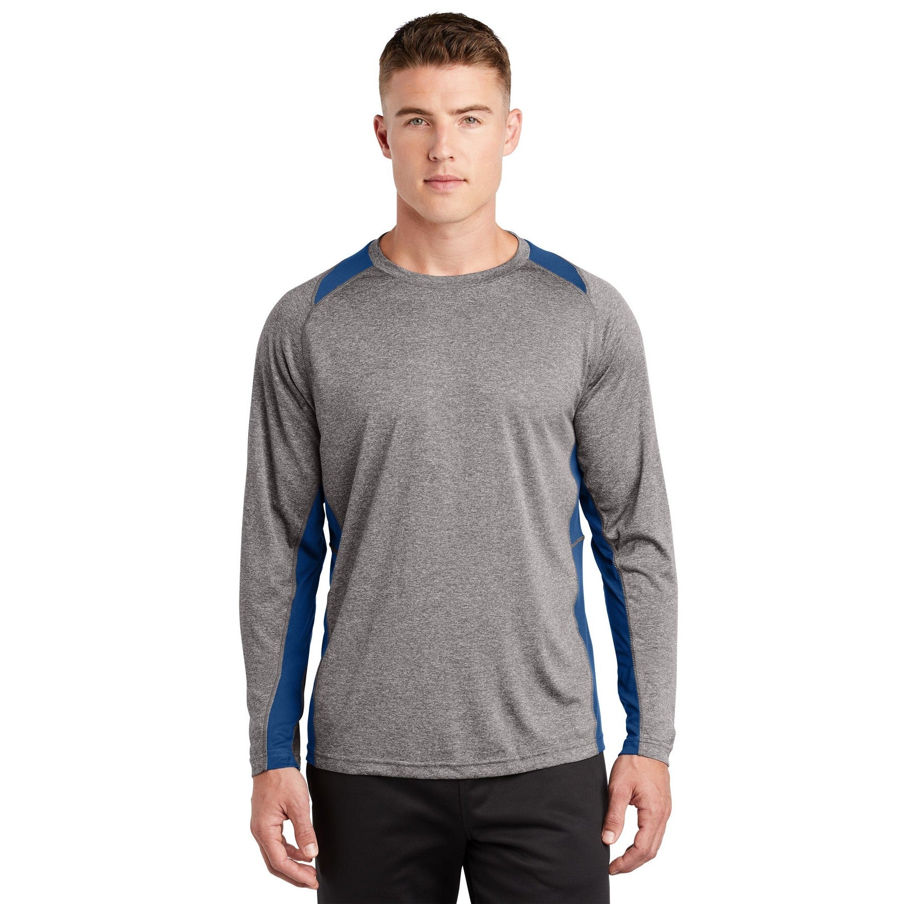 Sport-Tek-Sport-Tek® Long Sleeve Heather Colorblock Contender™ Tee. ST361LS-MedTech-6