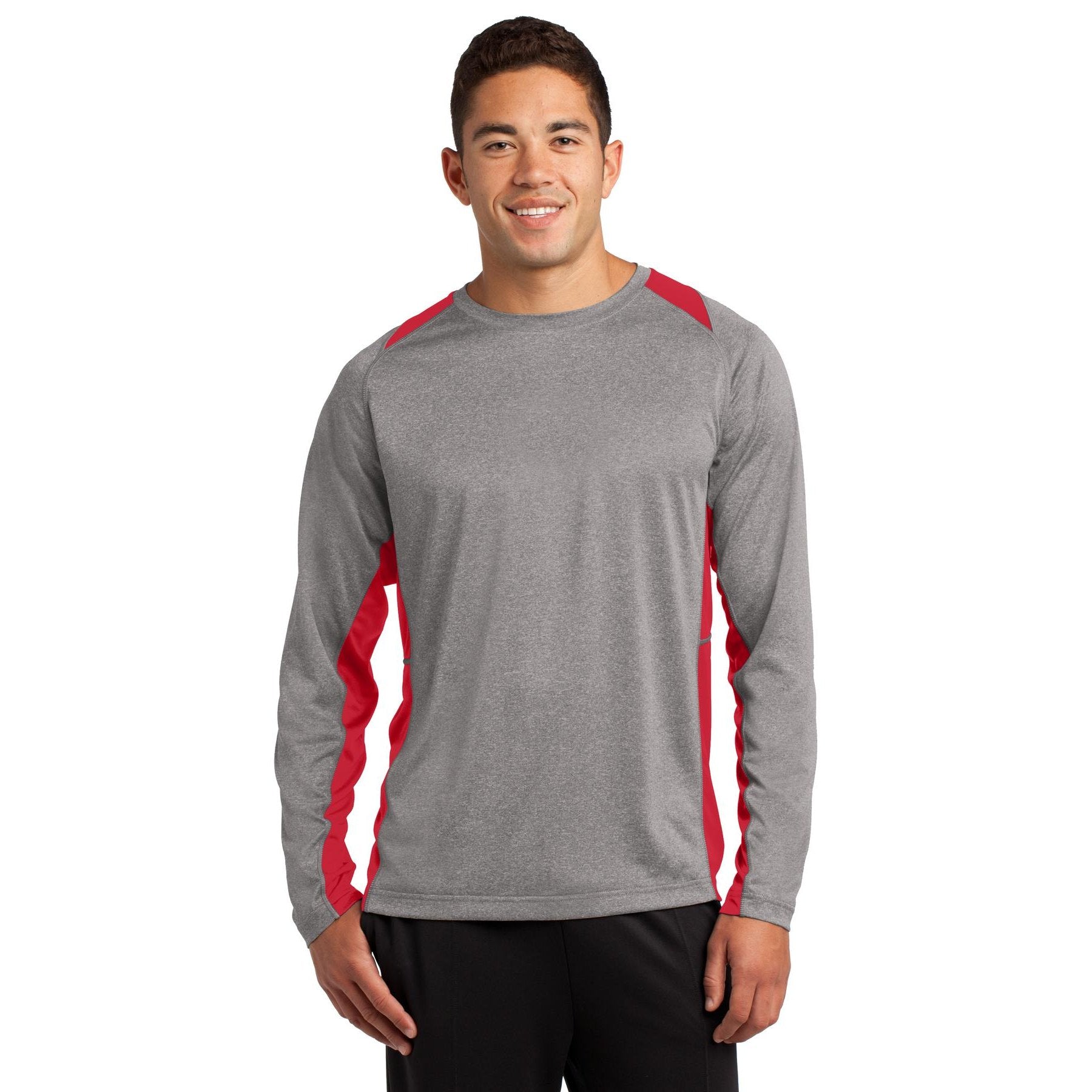 Sport-Tek-Sport-Tek® Long Sleeve Heather Colorblock Contender™ Tee. ST361LS-MedTech-8