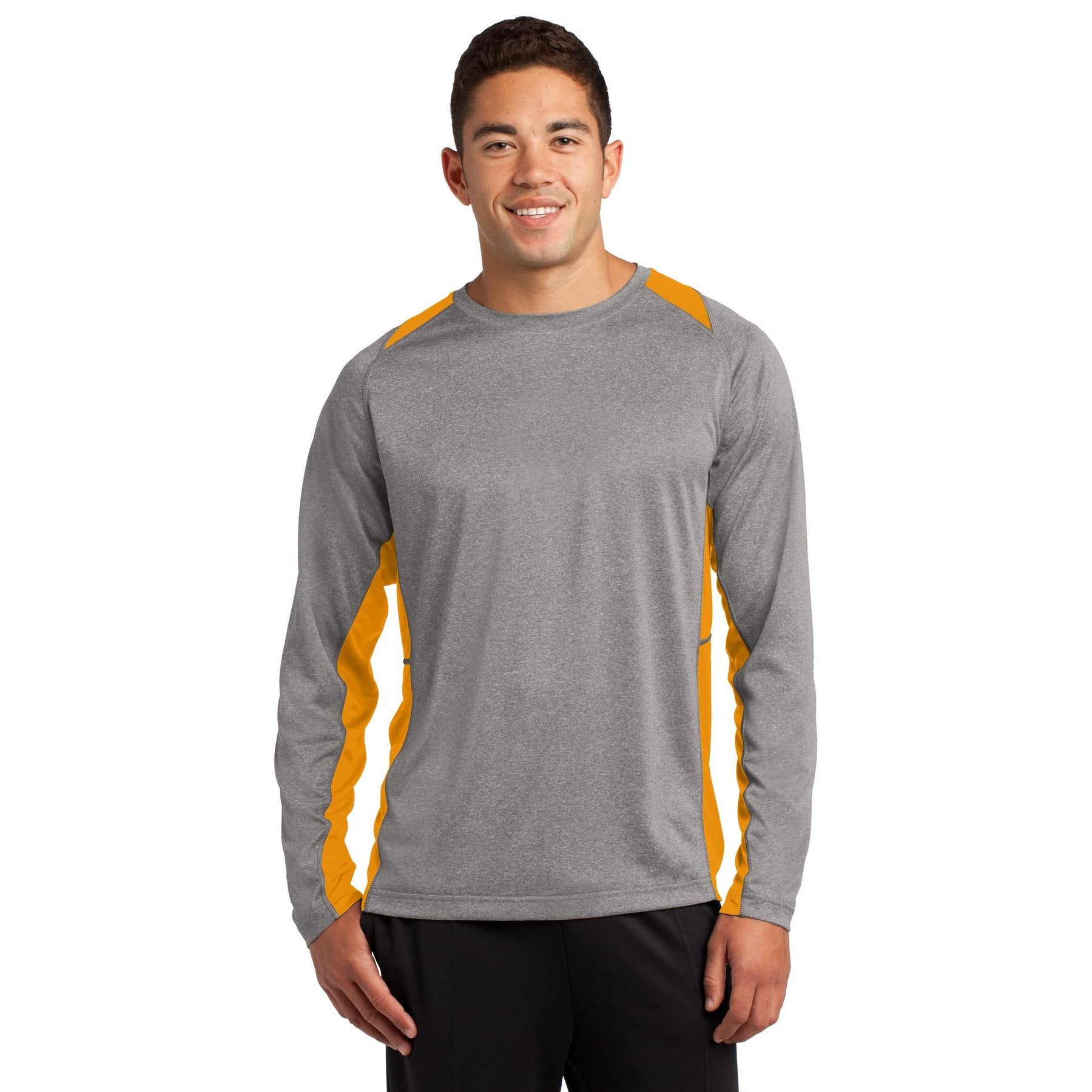 Sport-Tek-Sport-Tek® Long Sleeve Heather Colorblock Contender™ Tee. ST361LS-MedTech-4