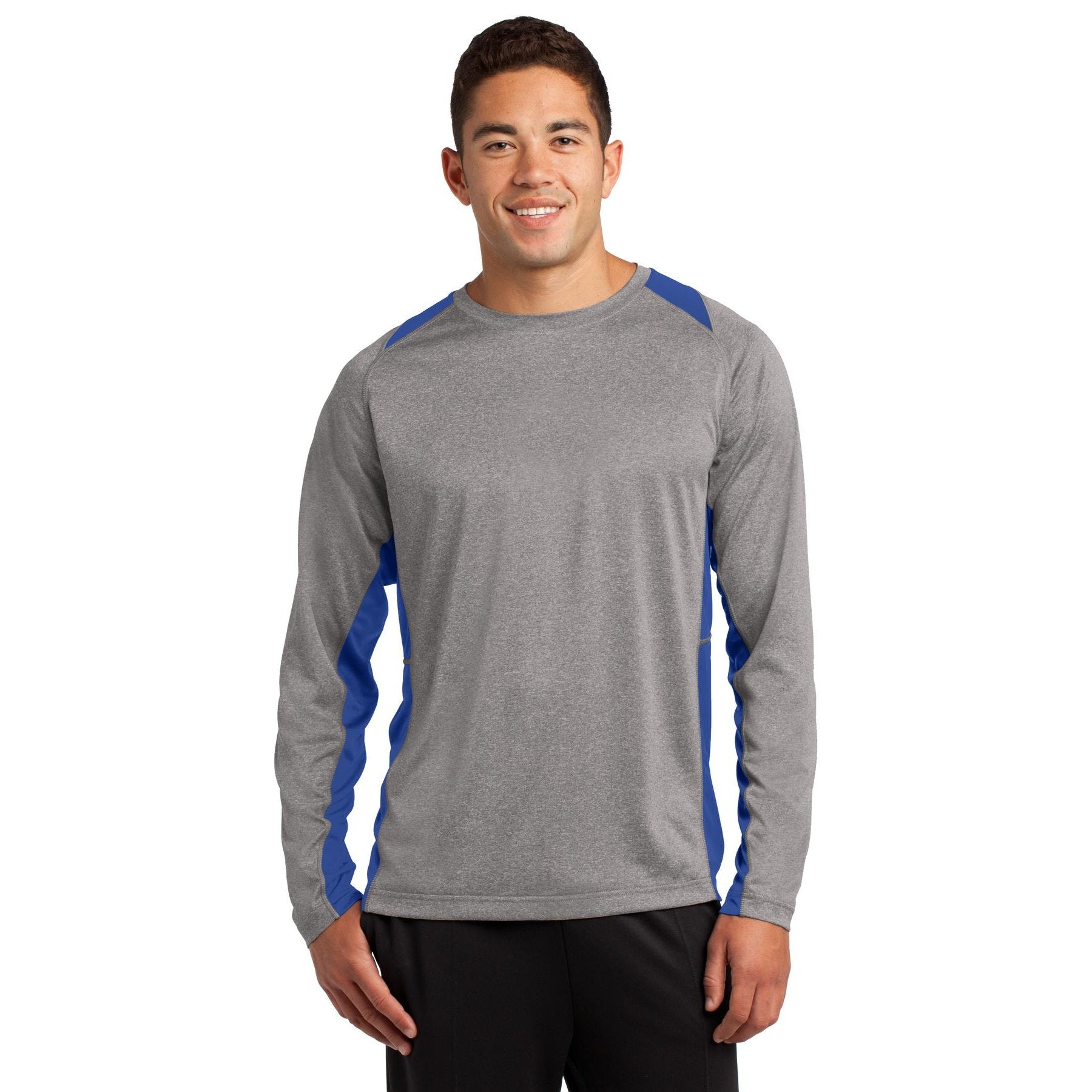 Sport-Tek-Sport-Tek® Long Sleeve Heather Colorblock Contender™ Tee. ST361LS-MedTech-9