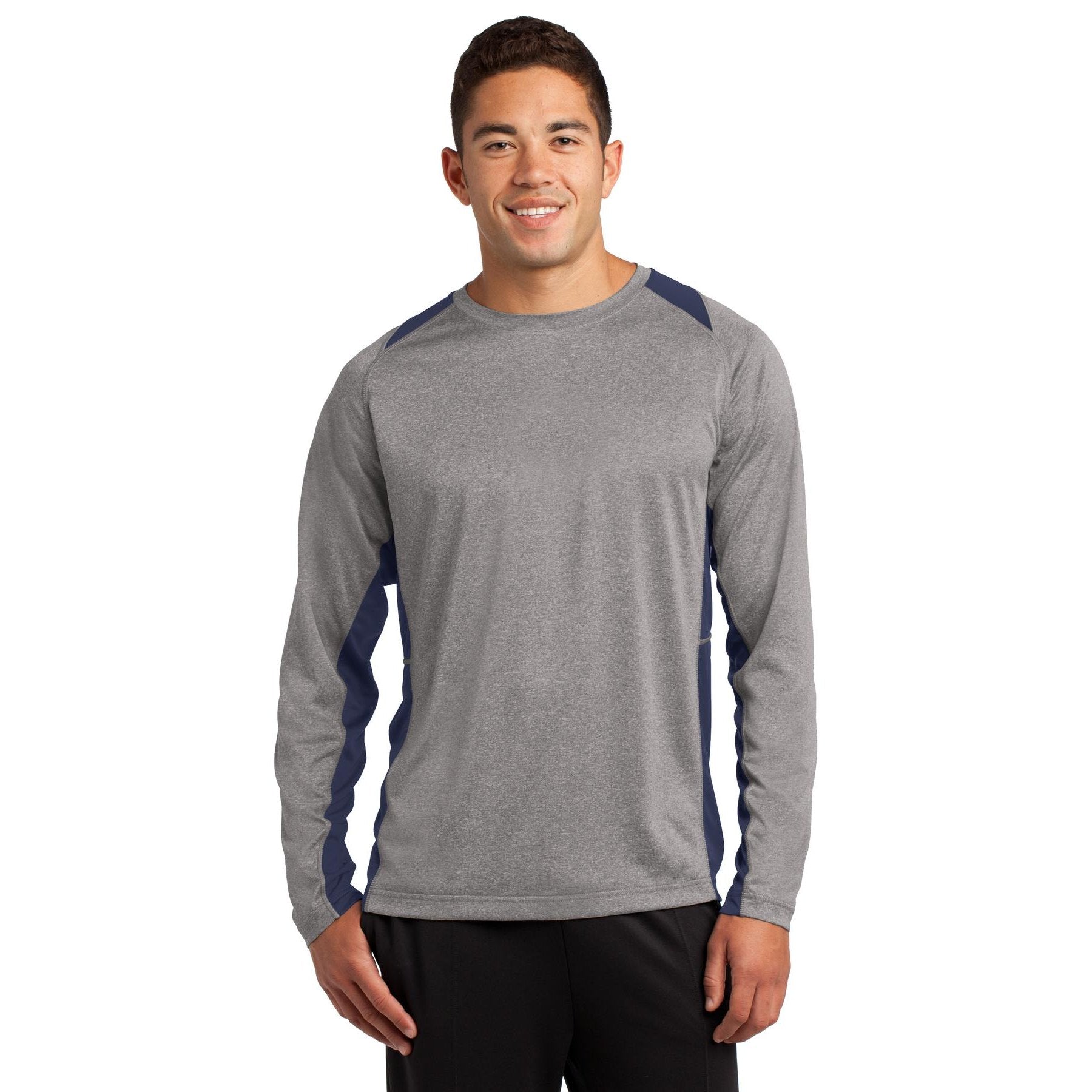 Sport-Tek-Sport-Tek® Long Sleeve Heather Colorblock Contender™ Tee. ST361LS-MedTech-7