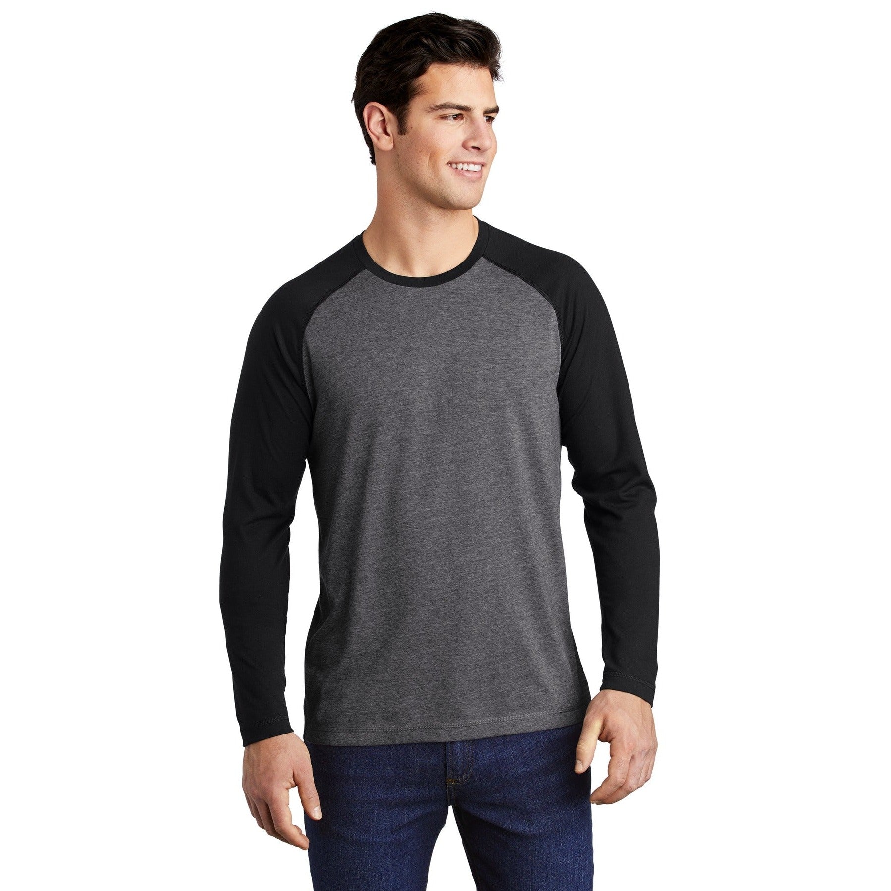Sport-Tek-Sport-Tek ® PosiCharge ® Long Sleeve Tri-Blend Wicking Raglan Tee ST400LS-MedTech-2