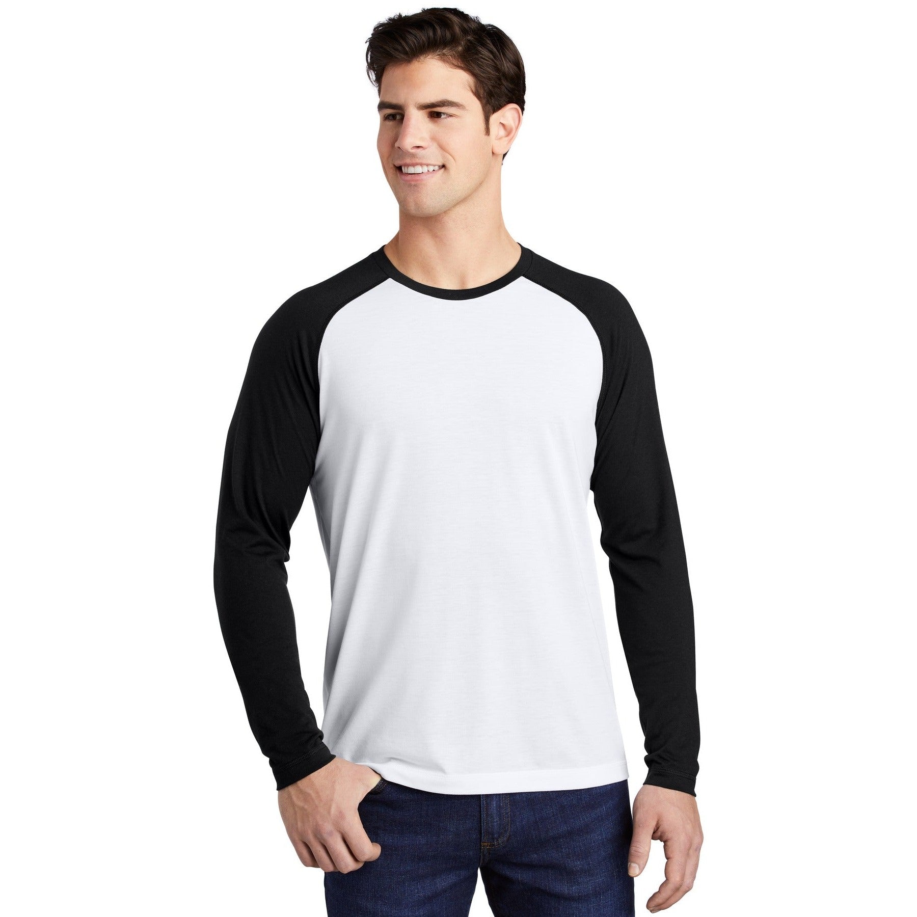 Sport-Tek-Sport-Tek ® PosiCharge ® Long Sleeve Tri-Blend Wicking Raglan Tee ST400LS-MedTech-3