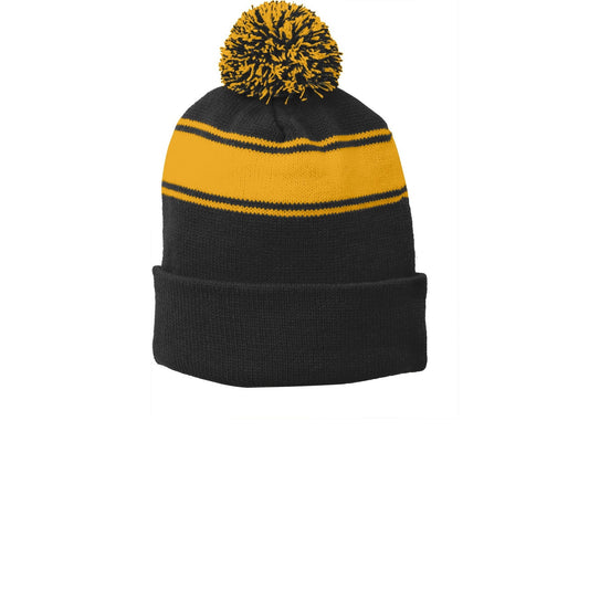 Sport-Tek-Sport-Tek® Stripe Pom Pom Beanie. STC28-MedTech-1