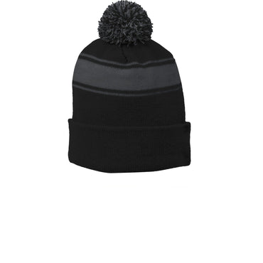 Sport-Tek-Sport-Tek® Stripe Pom Pom Beanie. STC28-MedTech-2