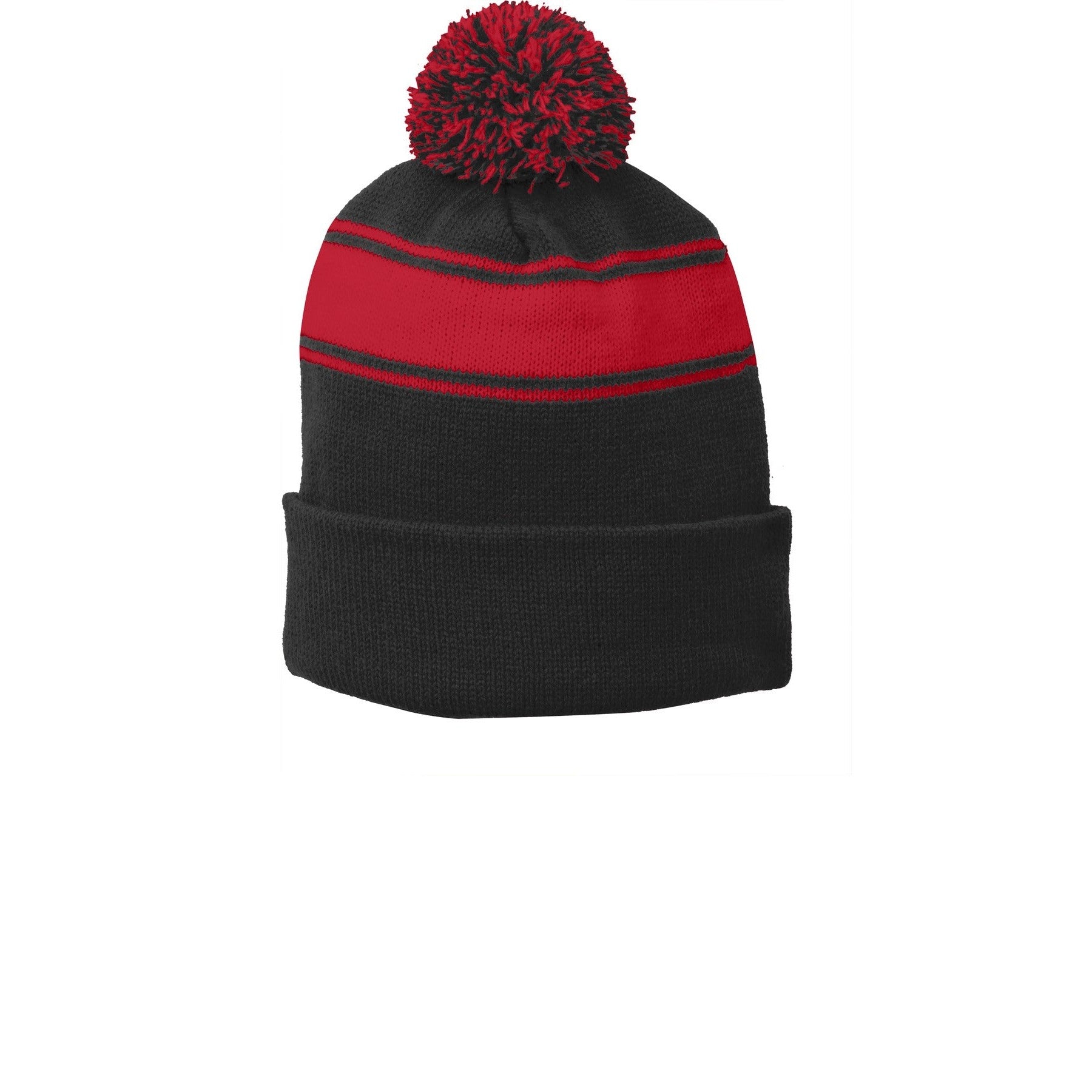 Sport-Tek-Sport-Tek® Stripe Pom Pom Beanie. STC28-MedTech-3
