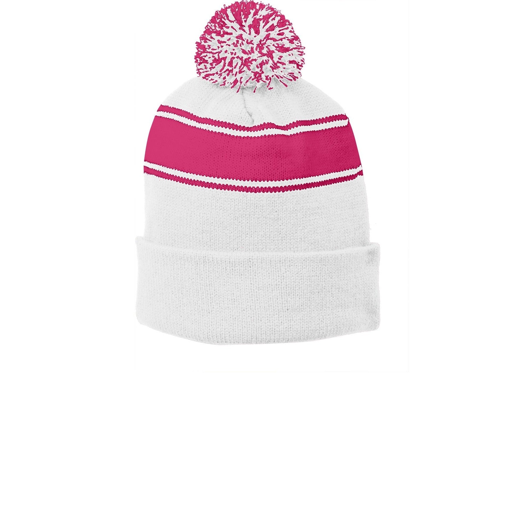 Sport-Tek-Sport-Tek® Stripe Pom Pom Beanie. STC28-MedTech-7