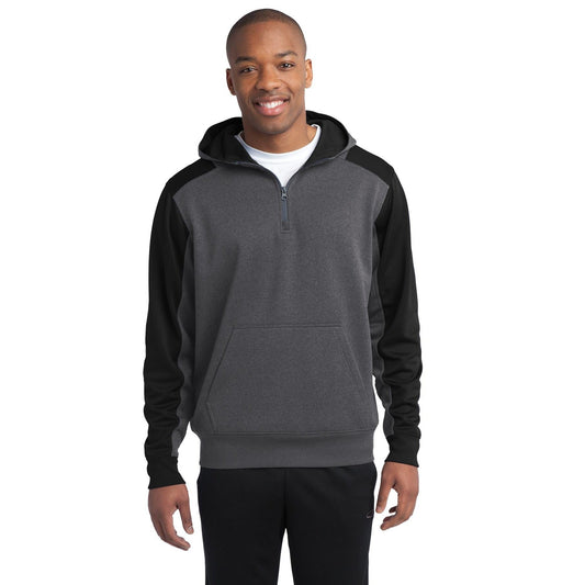 Sport-Tek-Sport-Tek® Tech Fleece Colorblock 1/4-Zip Hooded Sweatshirt. ST249-MedTech-1