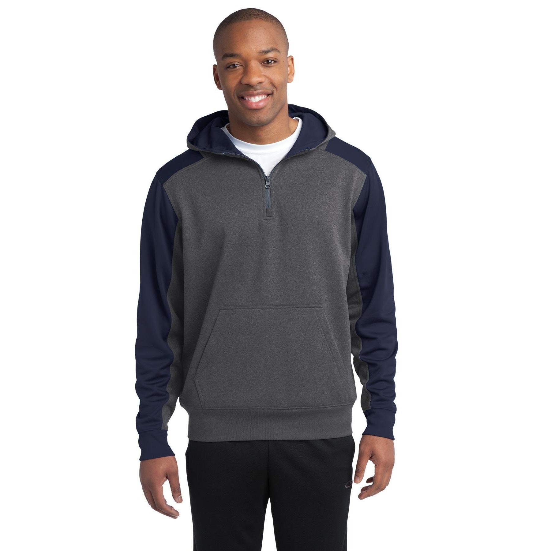 Sport-Tek-Sport-Tek® Tech Fleece Colorblock 1/4-Zip Hooded Sweatshirt. ST249-MedTech-4