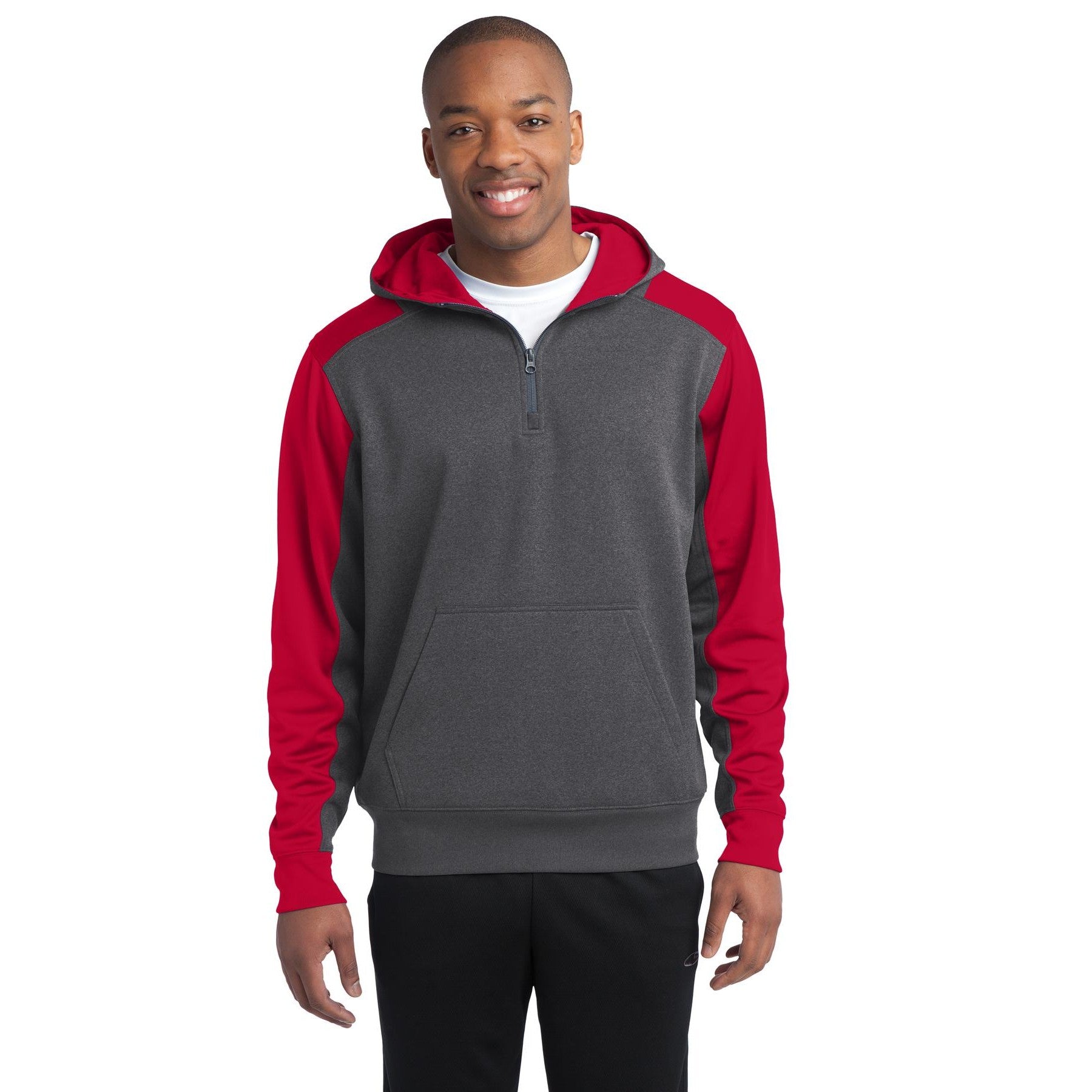 Sport-Tek-Sport-Tek® Tech Fleece Colorblock 1/4-Zip Hooded Sweatshirt. ST249-MedTech-5