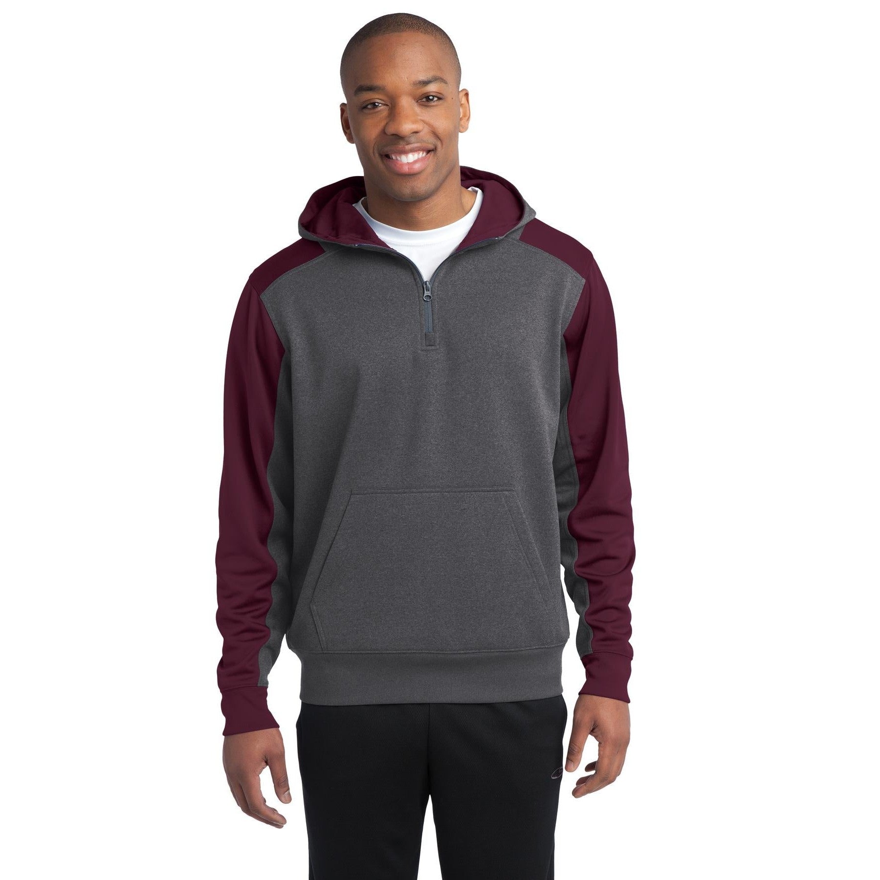 Sport-Tek-Sport-Tek® Tech Fleece Colorblock 1/4-Zip Hooded Sweatshirt. ST249-MedTech-3