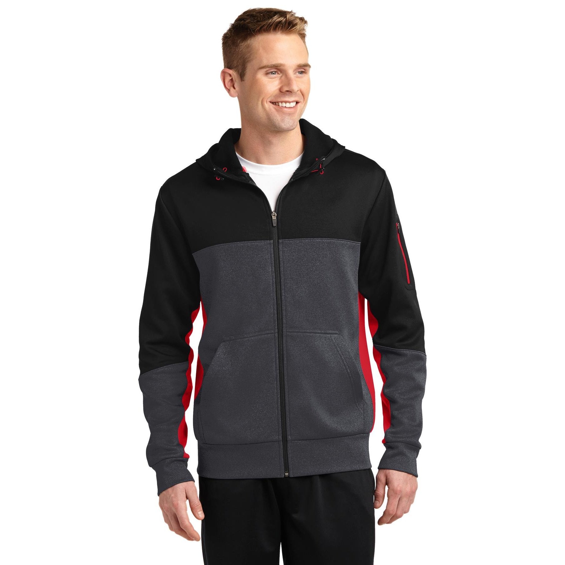 Sport-Tek-Sport-Tek® Tech Fleece Colorblock Full-Zip Hooded Jacket. ST245-MedTech-3