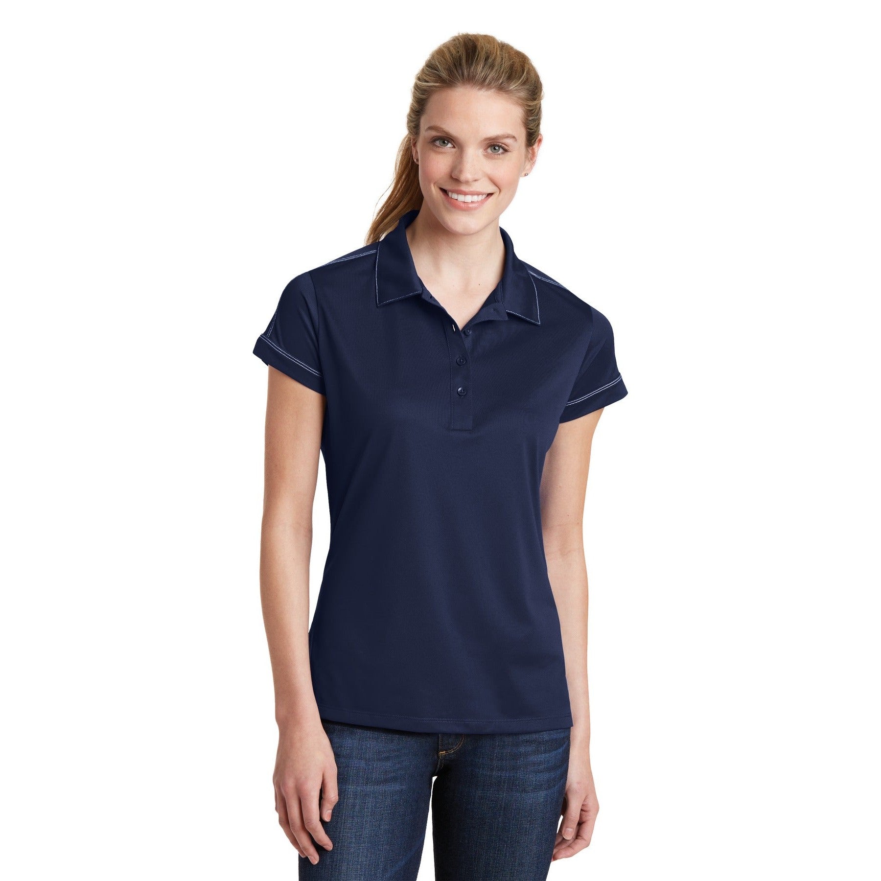 Sport-Tek-Sport-Tek® Women's Contrast Stitch Micropique Sport-Wick® Polo. LST659-MedTech-4