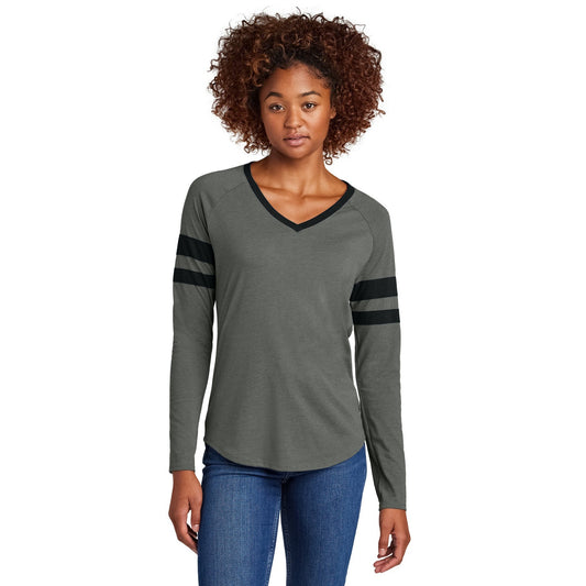 Sport-Tek-Sport-Tek® Women's Halftime Stripe Long Sleeve V-Neck Tee LST6043-MedTech-1