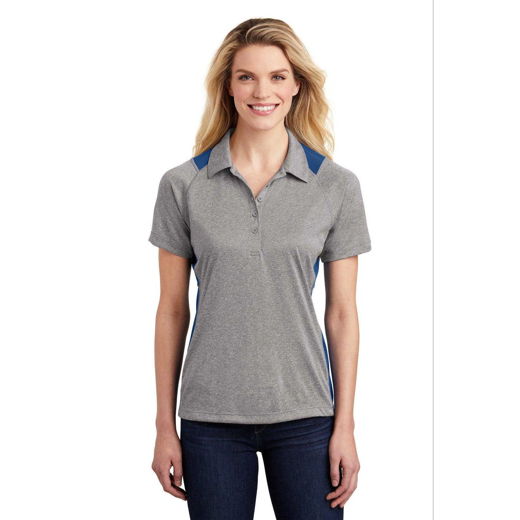 Sport-Tek-Sport-Tek® Women's Heather Colorblock Contender™ Polo. LST665-MedTech-8