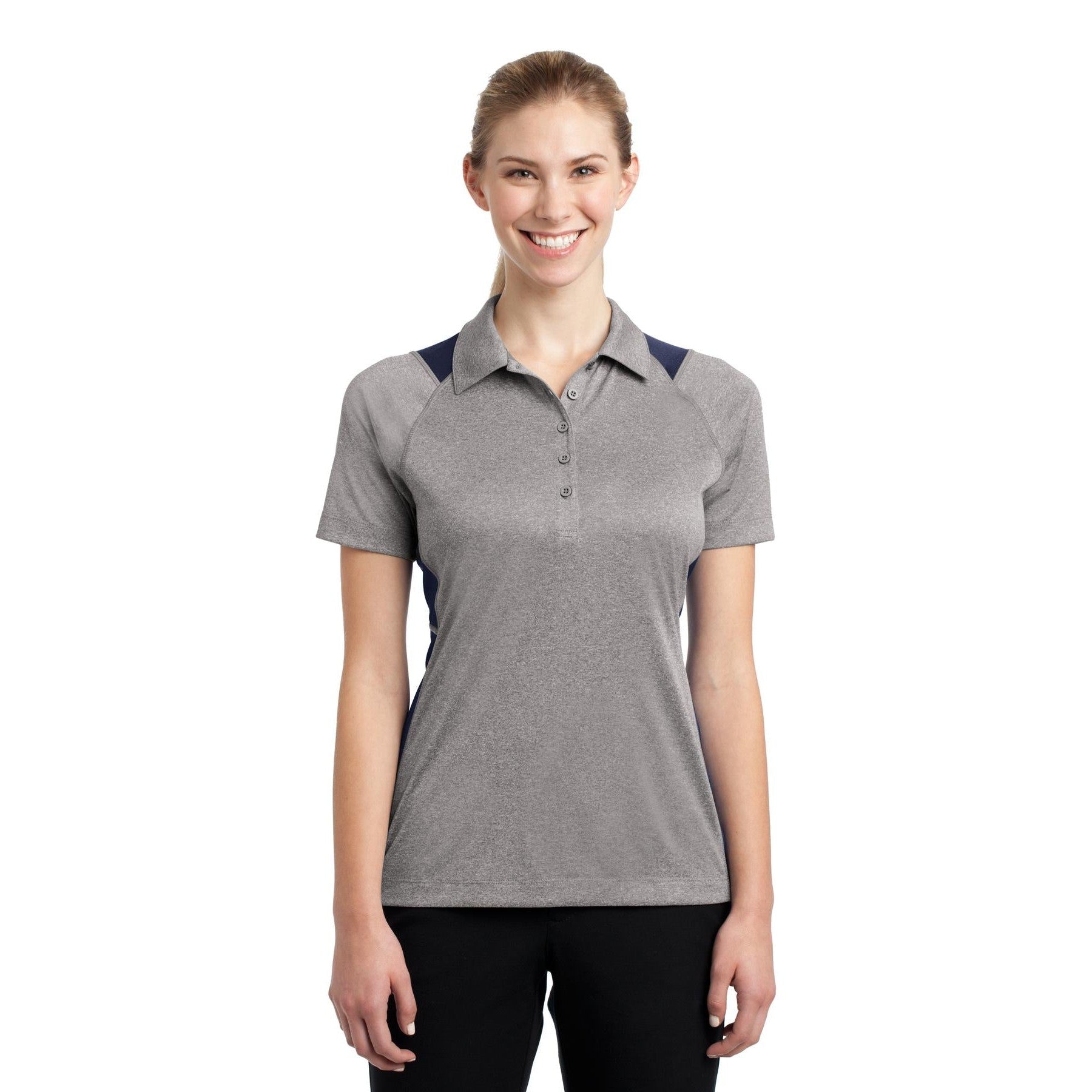 Sport-Tek-Sport-Tek® Women's Heather Colorblock Contender™ Polo. LST665-MedTech-9
