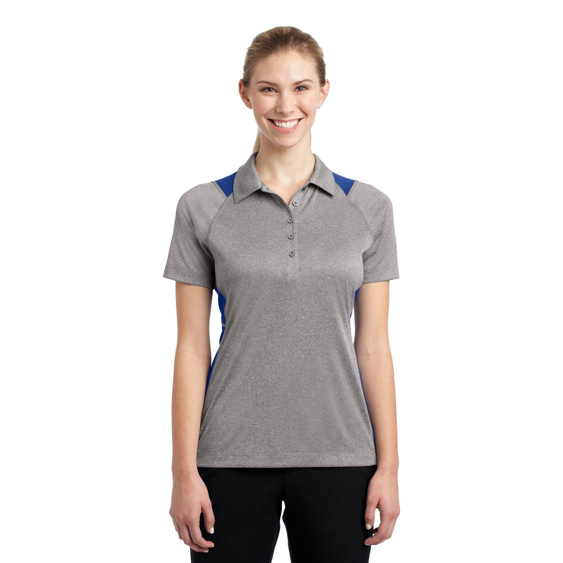 Sport-Tek-Sport-Tek® Women's Heather Colorblock Contender™ Polo. LST665-MedTech-11