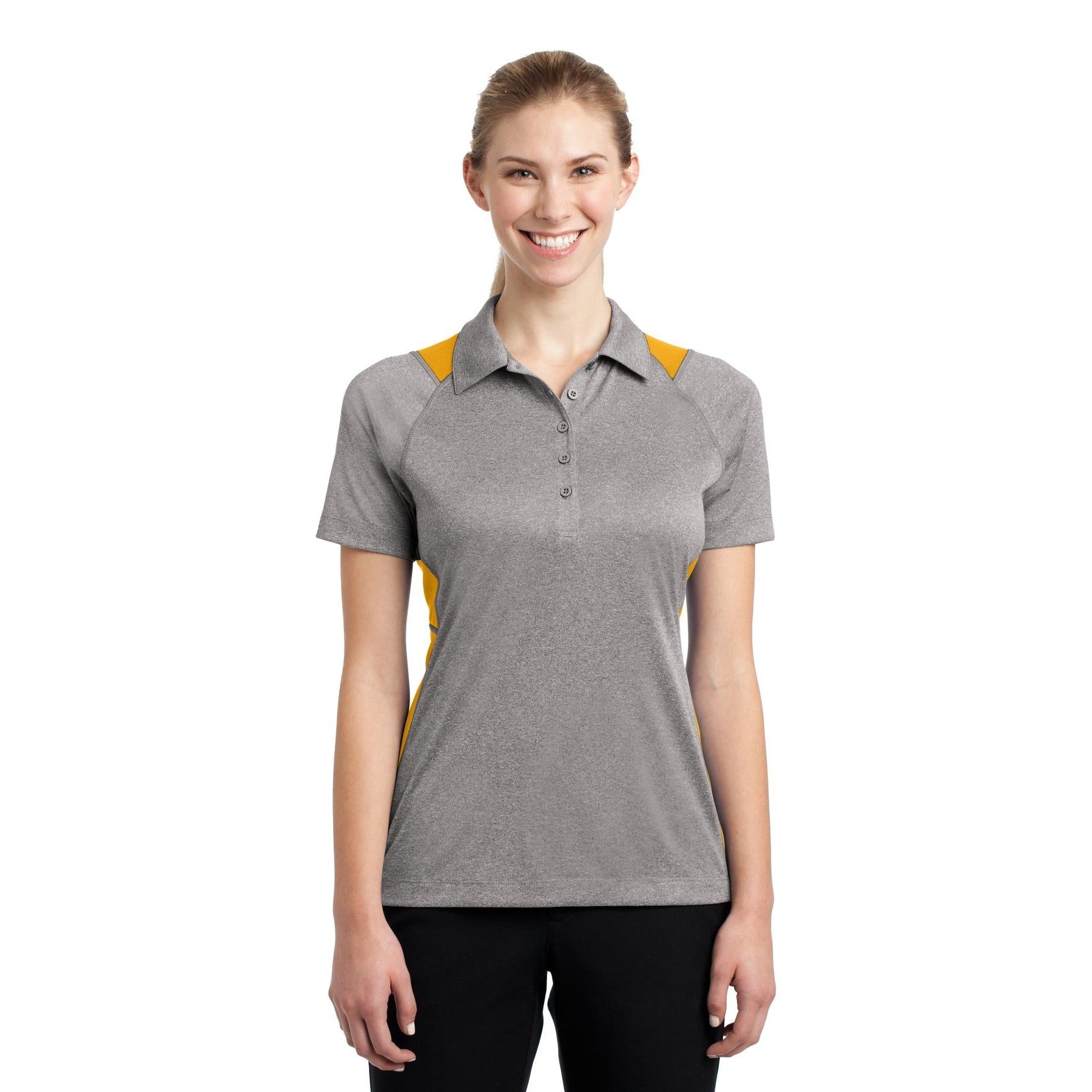 Sport-Tek-Sport-Tek® Women's Heather Colorblock Contender™ Polo. LST665-MedTech-5