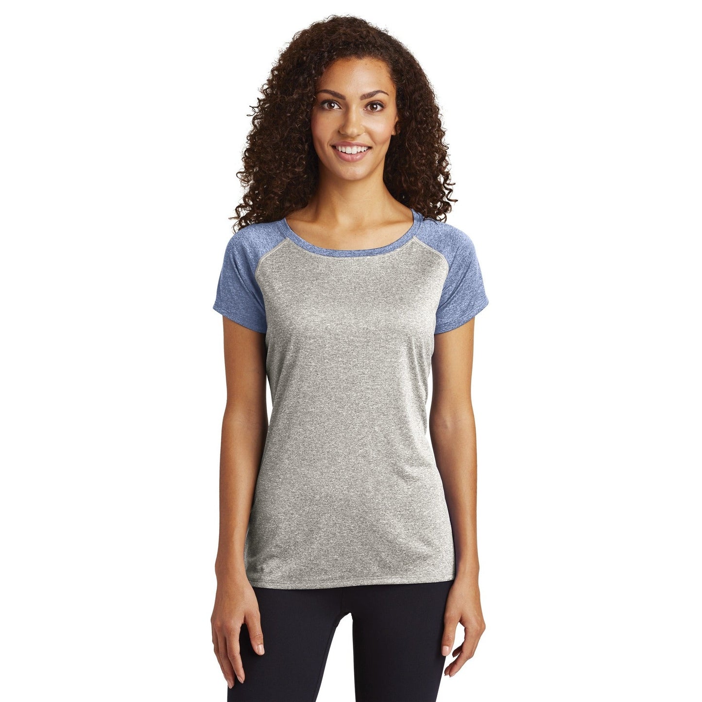 Sport-Tek-Sport-Tek ® Women's Heather-On-Heather Contender ™ Scoop Neck Tee. LST362-MedTech-4