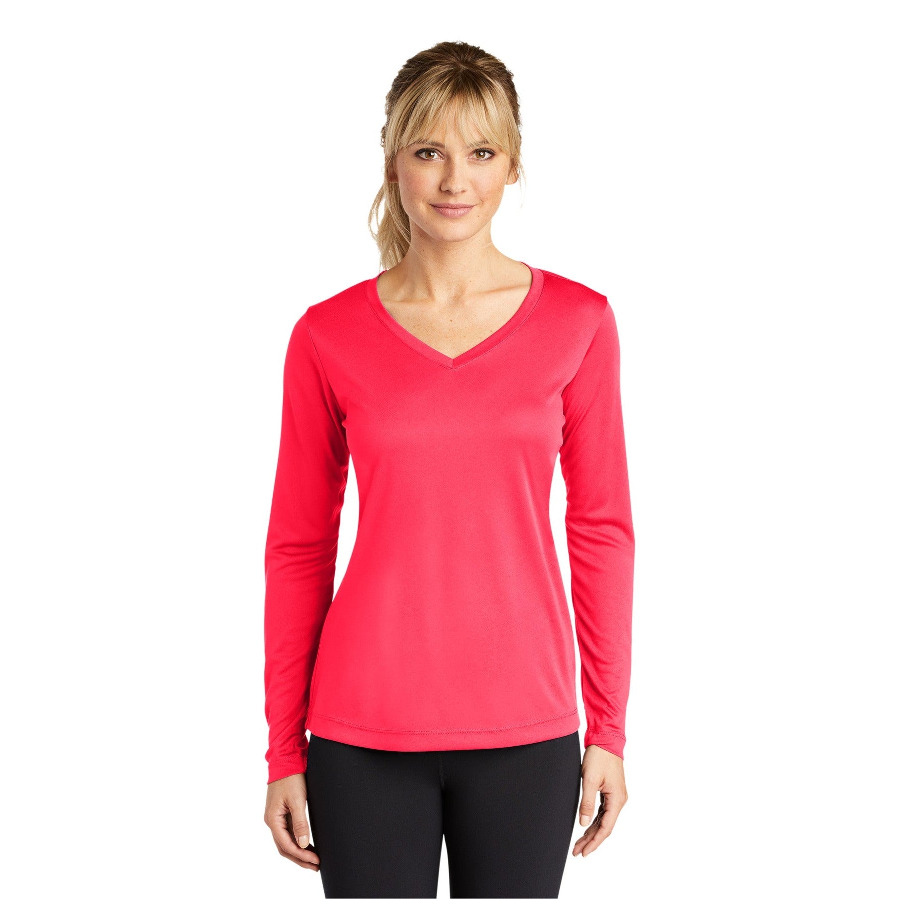 Sport-Tek-Sport-Tek® Women's Long Sleeve PosiCharge® Competitor™ V-Neck Tee. LST353LS-MedTech-7