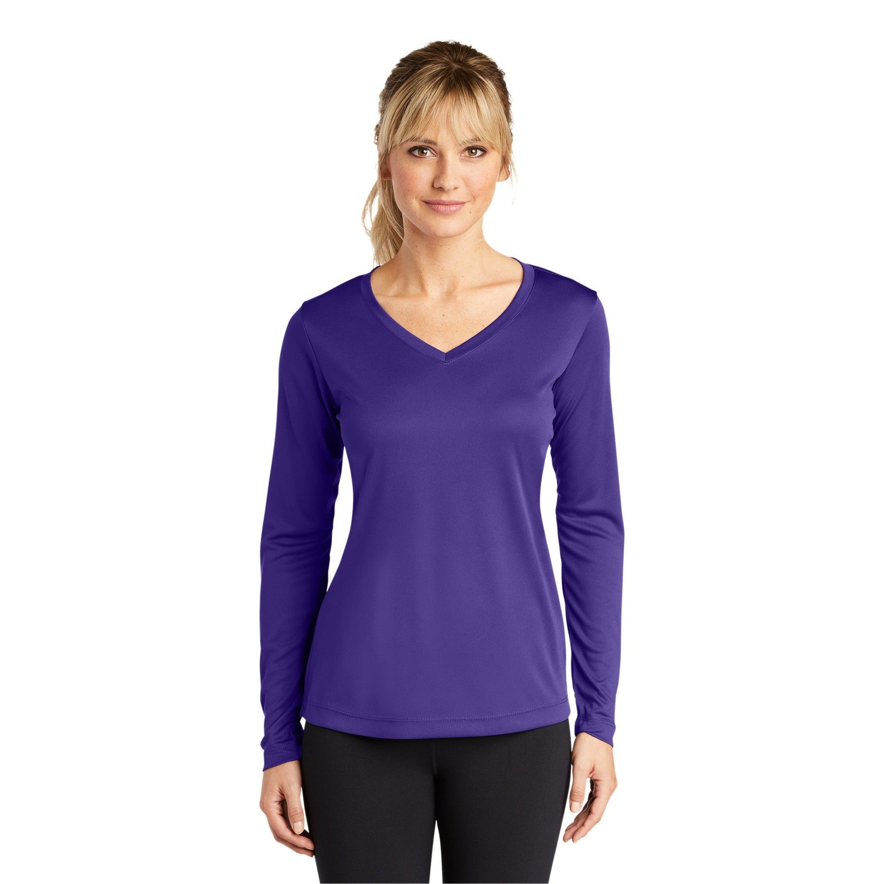 Sport-Tek-Sport-Tek® Women's Long Sleeve PosiCharge® Competitor™ V-Neck Tee. LST353LS-MedTech-13