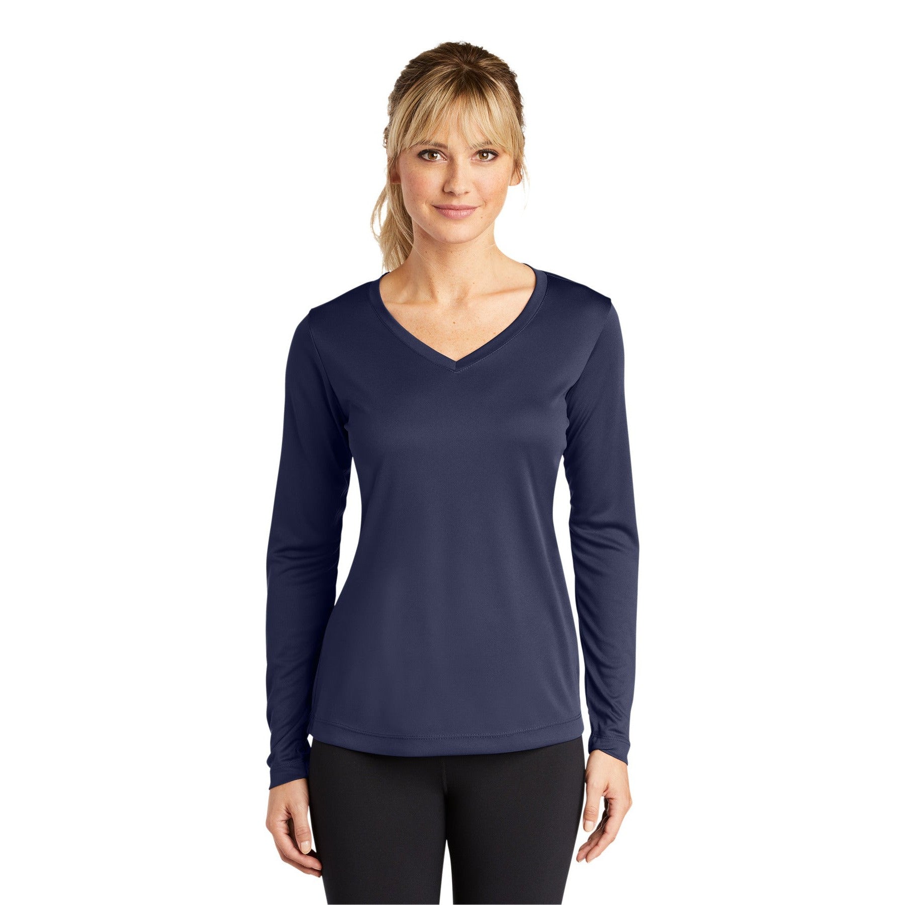 Sport-Tek-Sport-Tek® Women's Long Sleeve PosiCharge® Competitor™ V-Neck Tee. LST353LS-MedTech-16