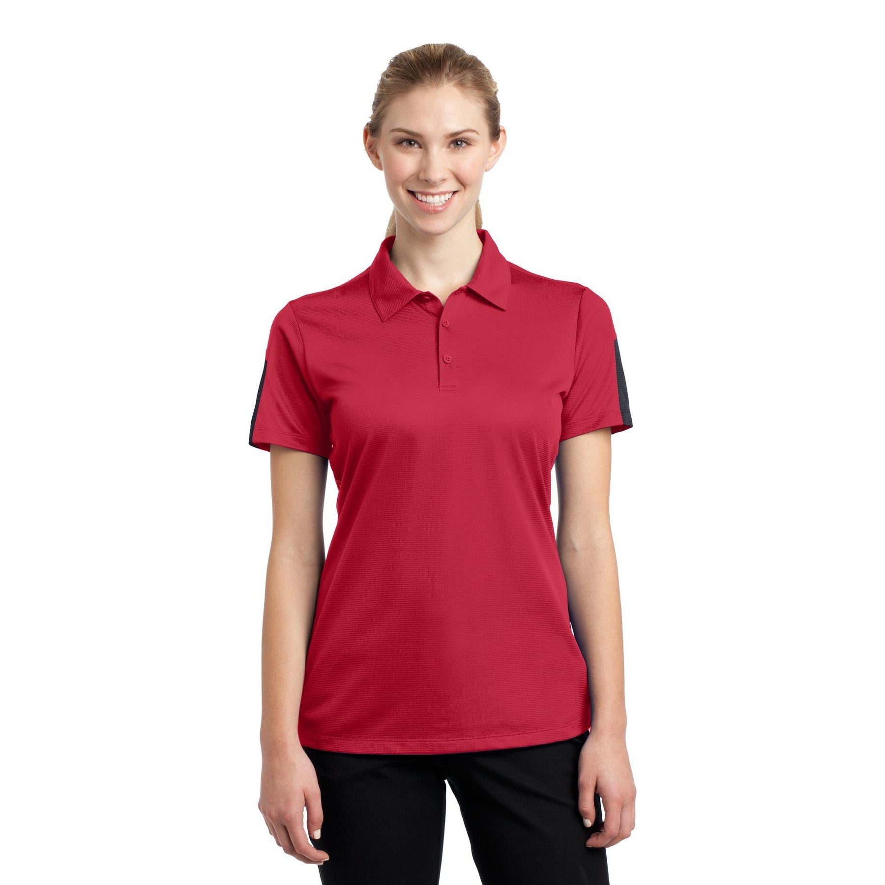 Sport-Tek-Sport-Tek® Women's PosiCharge® Active Textured Colorblock Polo. LST695-MedTech-3