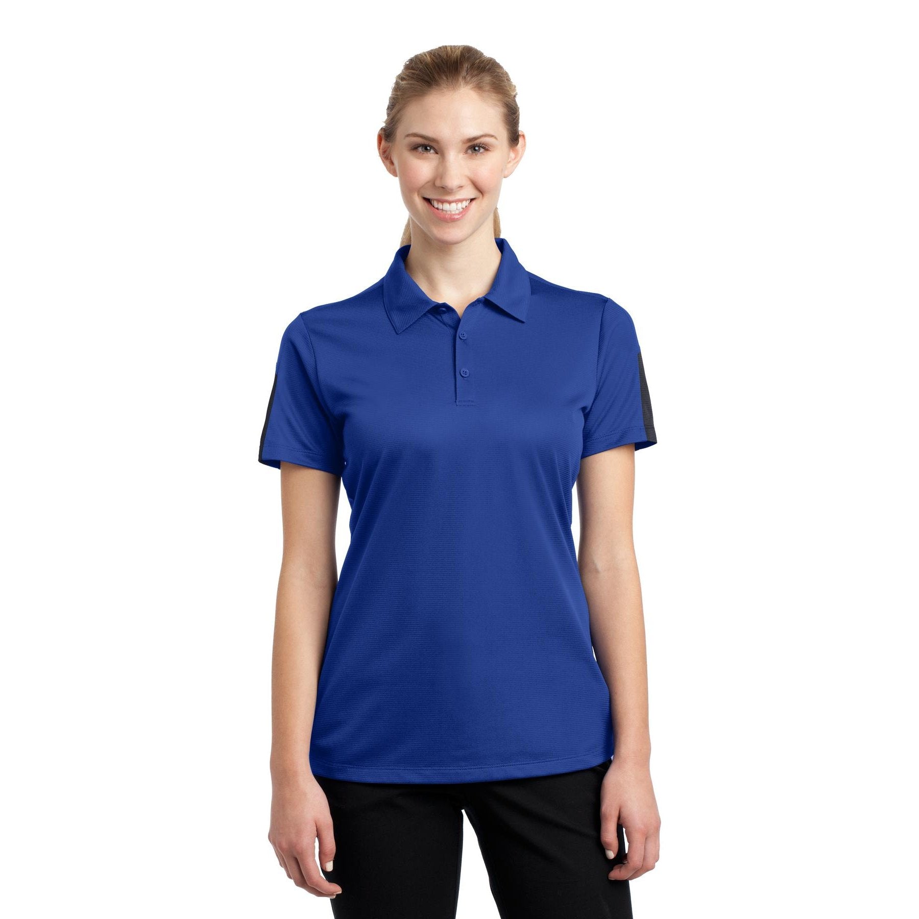 Sport-Tek-Sport-Tek® Women's PosiCharge® Active Textured Colorblock Polo. LST695-MedTech-4