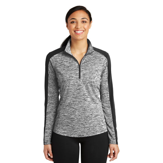 Sport-Tek-Sport-Tek® Women's PosiCharge® Electric Heather Colorblock 1/4-Zip Pullover. LST397-MedTech-1