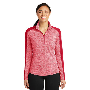 Sport-Tek-Sport-Tek® Women's PosiCharge® Electric Heather Colorblock 1/4-Zip Pullover. LST397-MedTech-2